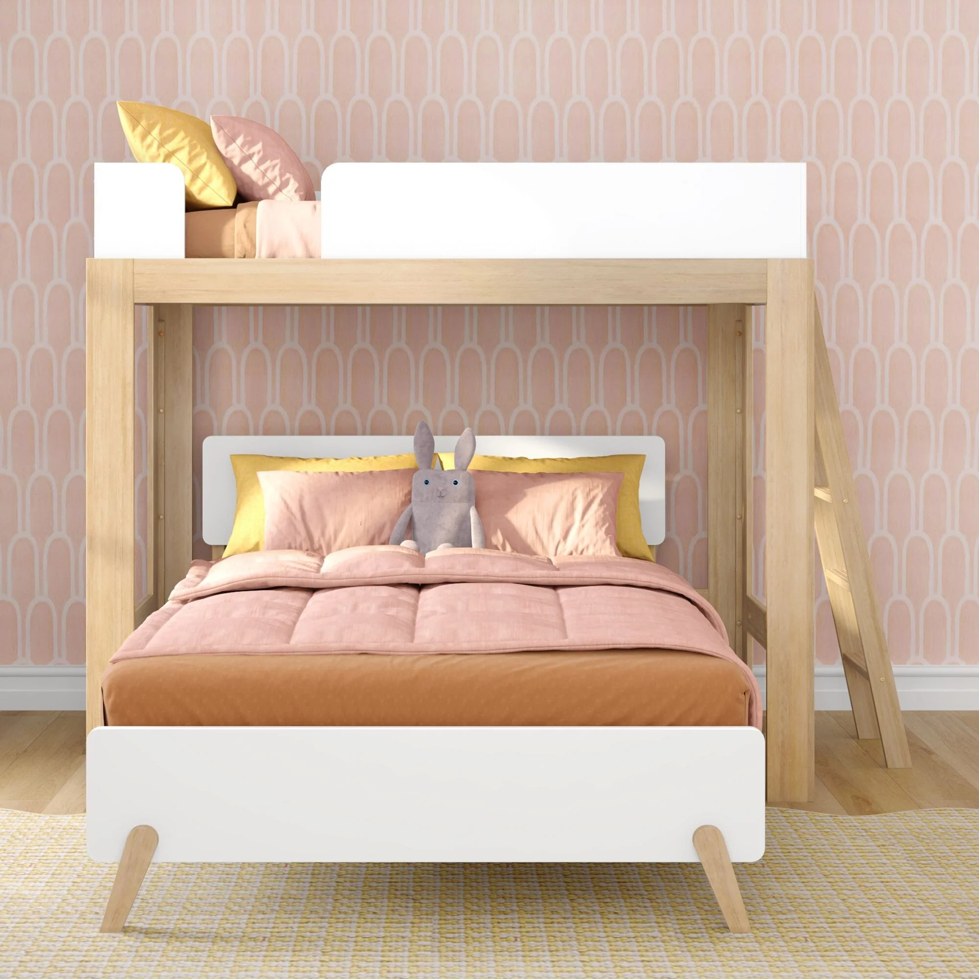 Mid-Century Modern Twin Over Full L-Shaped Bunk Bed - Image 10