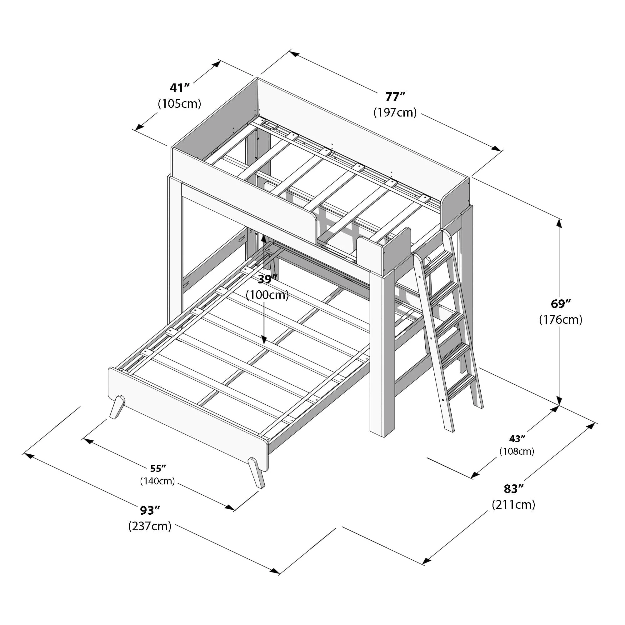 Mid-Century Modern Twin Over Full L-Shaped Bunk Bed - Image 35