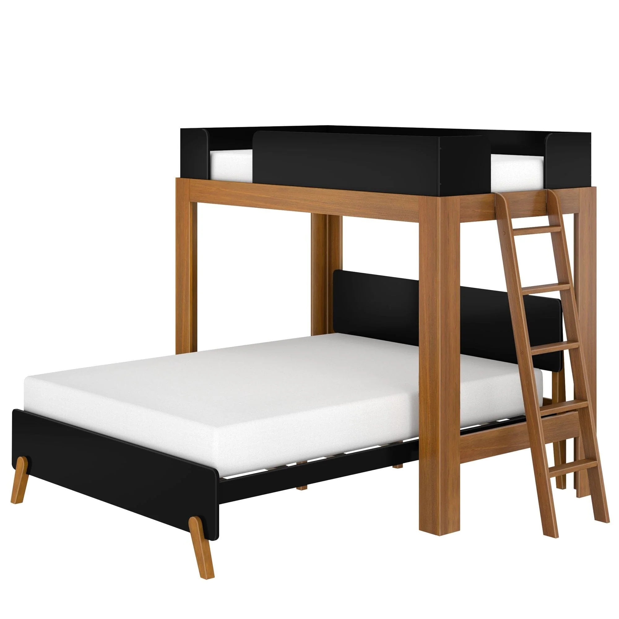 Mid-Century Modern Twin Over Queen L-Shaped Bunk Bed - Image 14