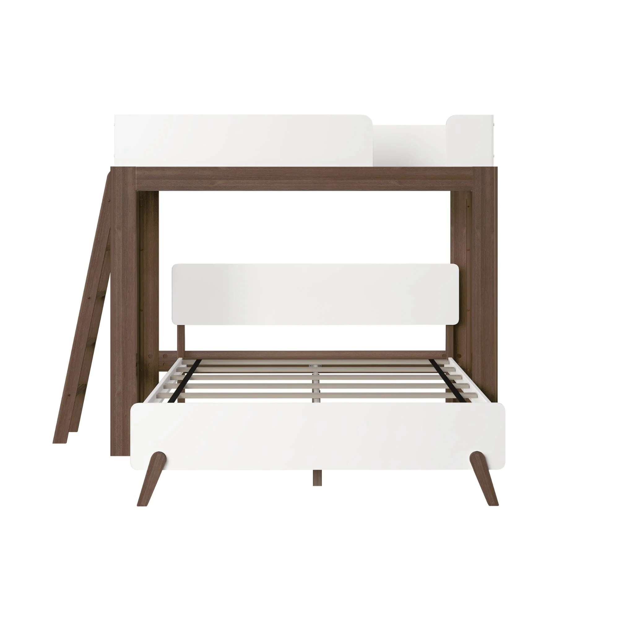 Mid-Century Modern Twin Over Queen L-Shaped Bunk Bed - Image 16
