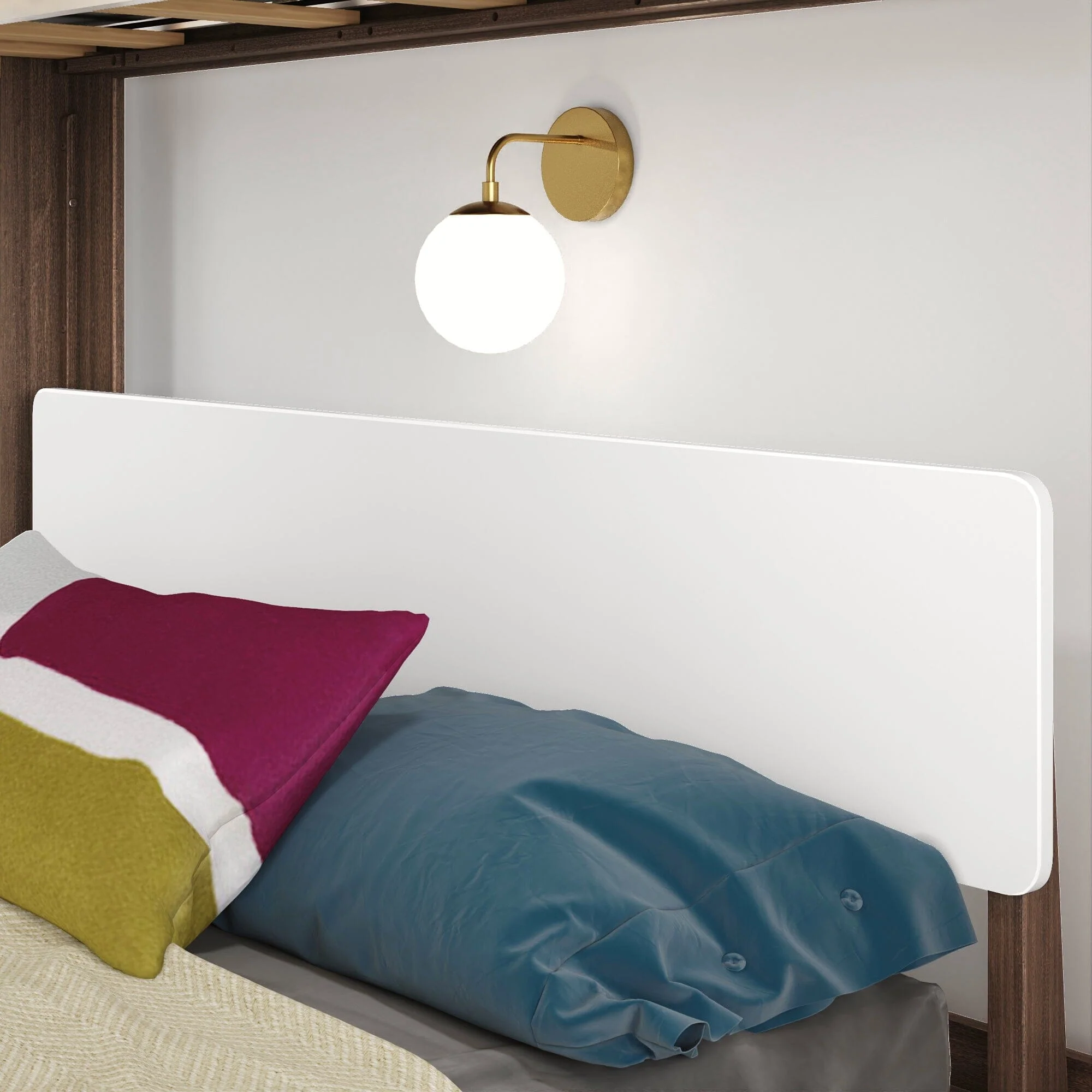 Mid-Century Modern Twin Over Queen L-Shaped Bunk Bed - Image 21