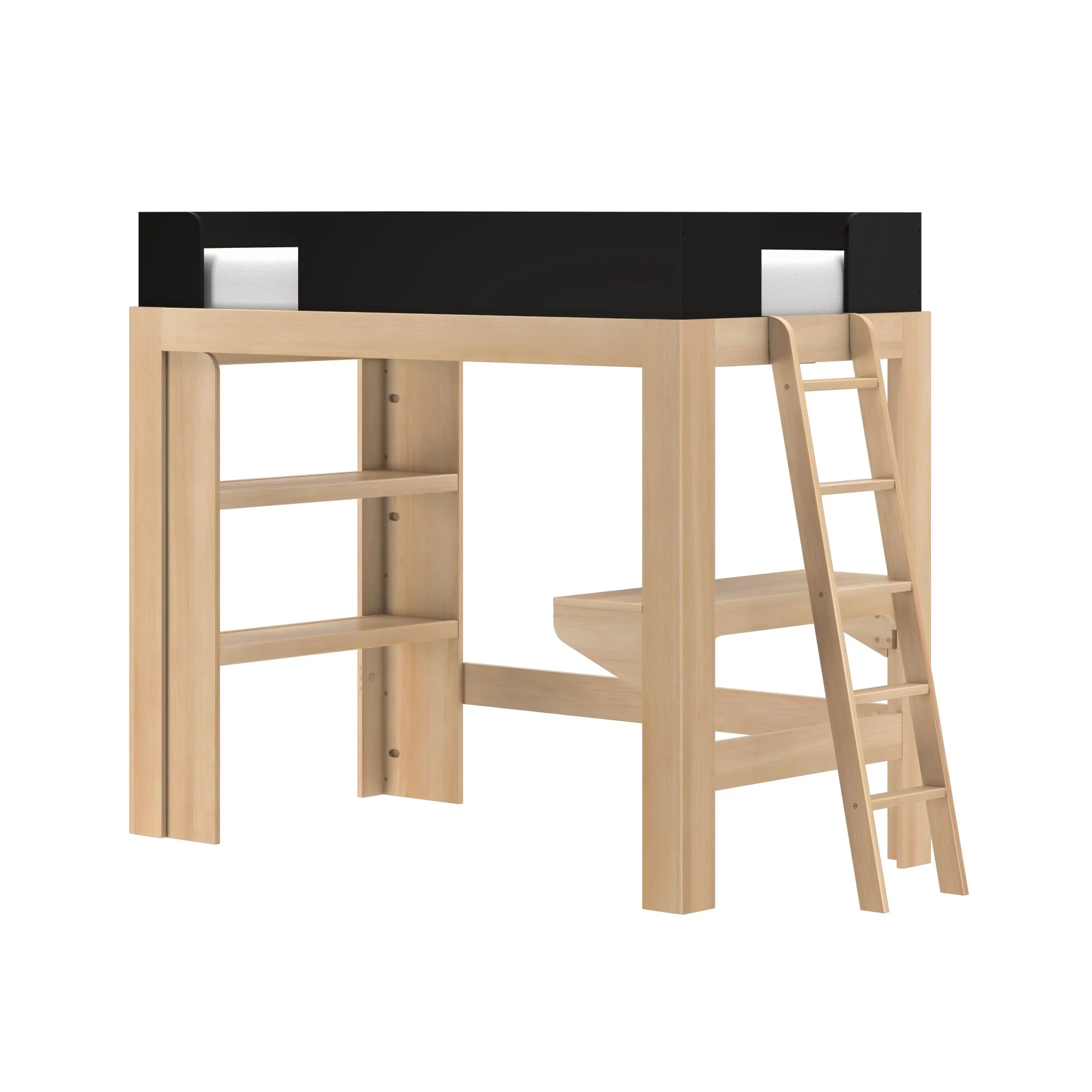 Mid-Century Modern Twin Loft Bed With Bookcase & Desk - Image 12