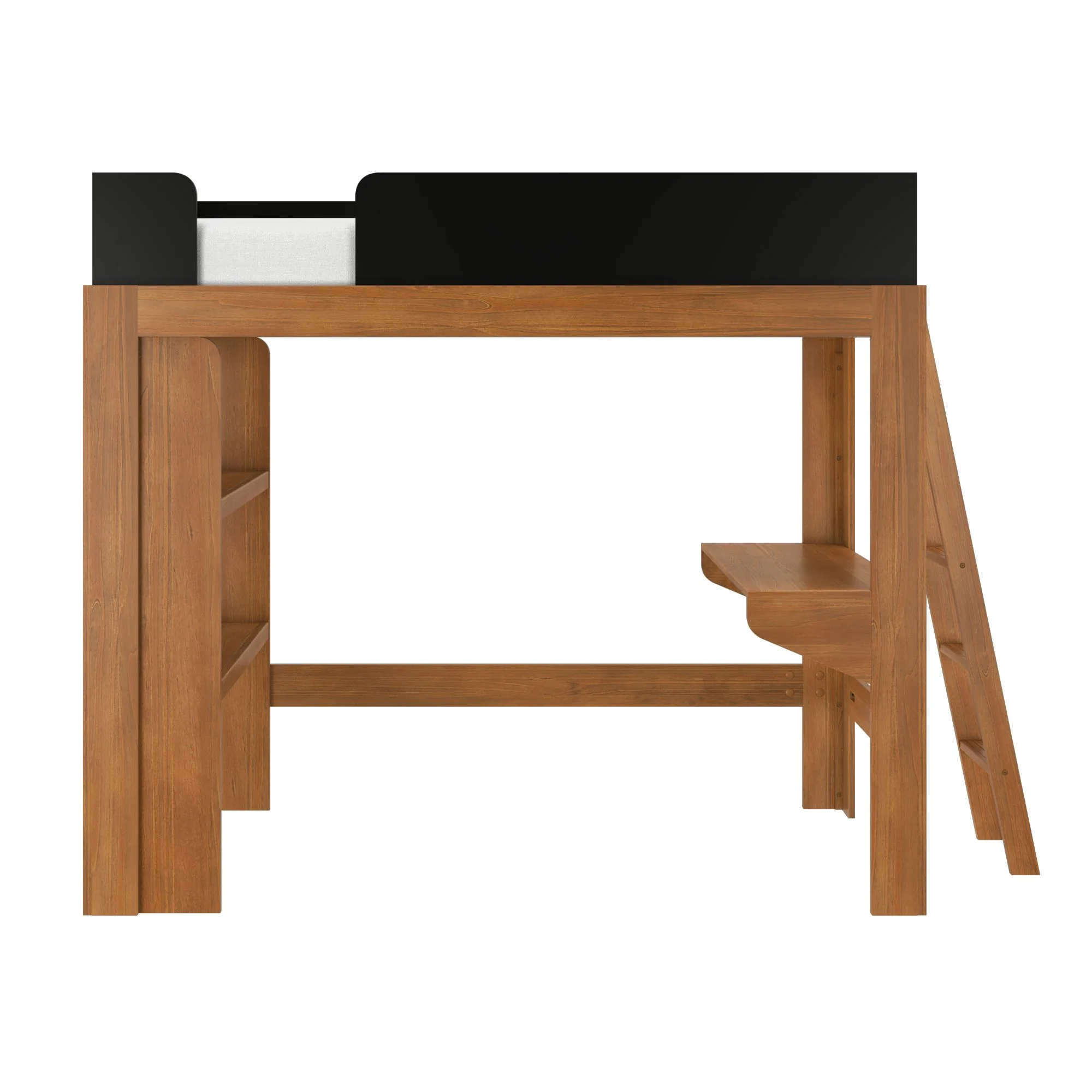 Mid-Century Modern Twin Loft Bed With Bookcase & Desk - Image 13