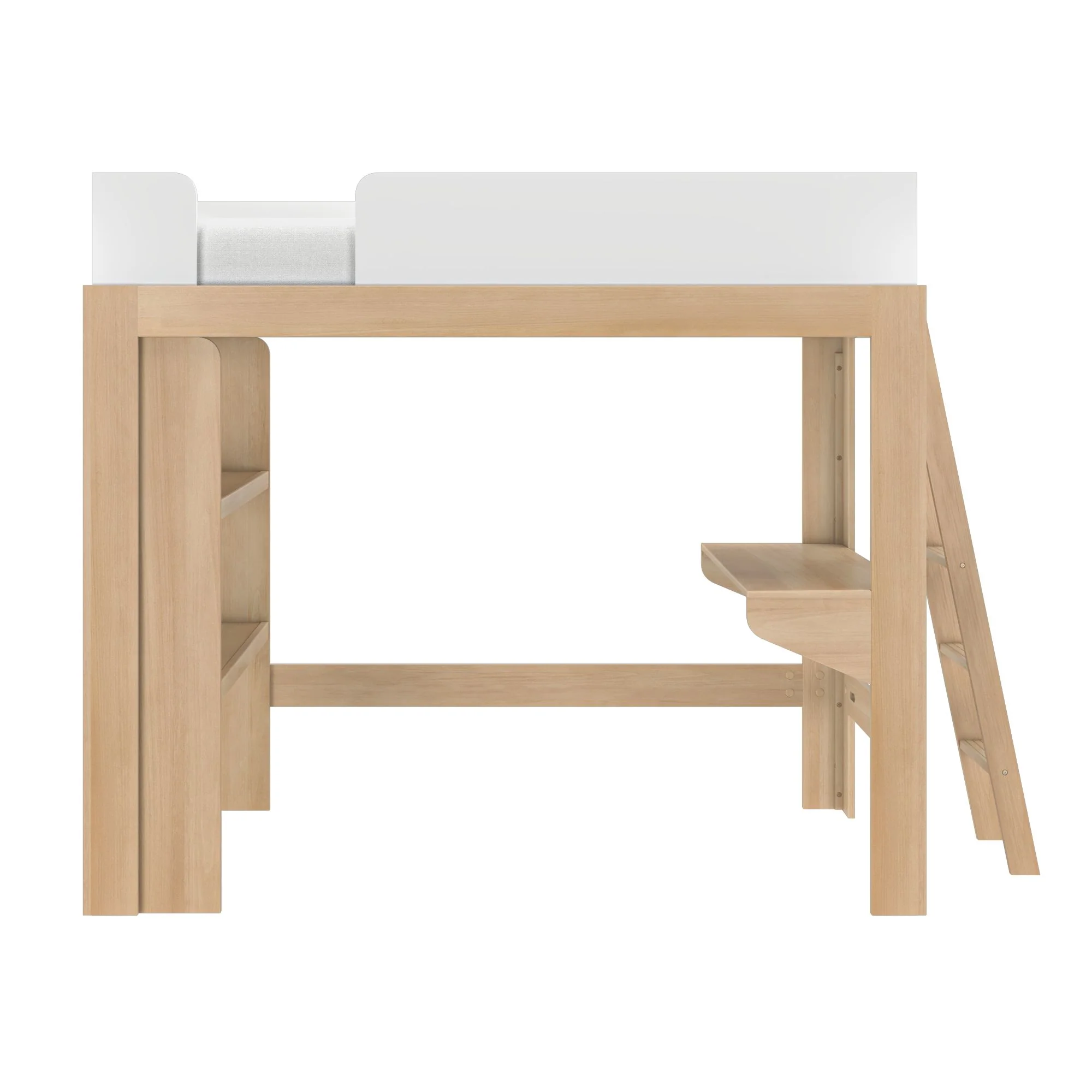 Mid-Century Modern Twin Loft Bed With Bookcase & Desk - Image 15