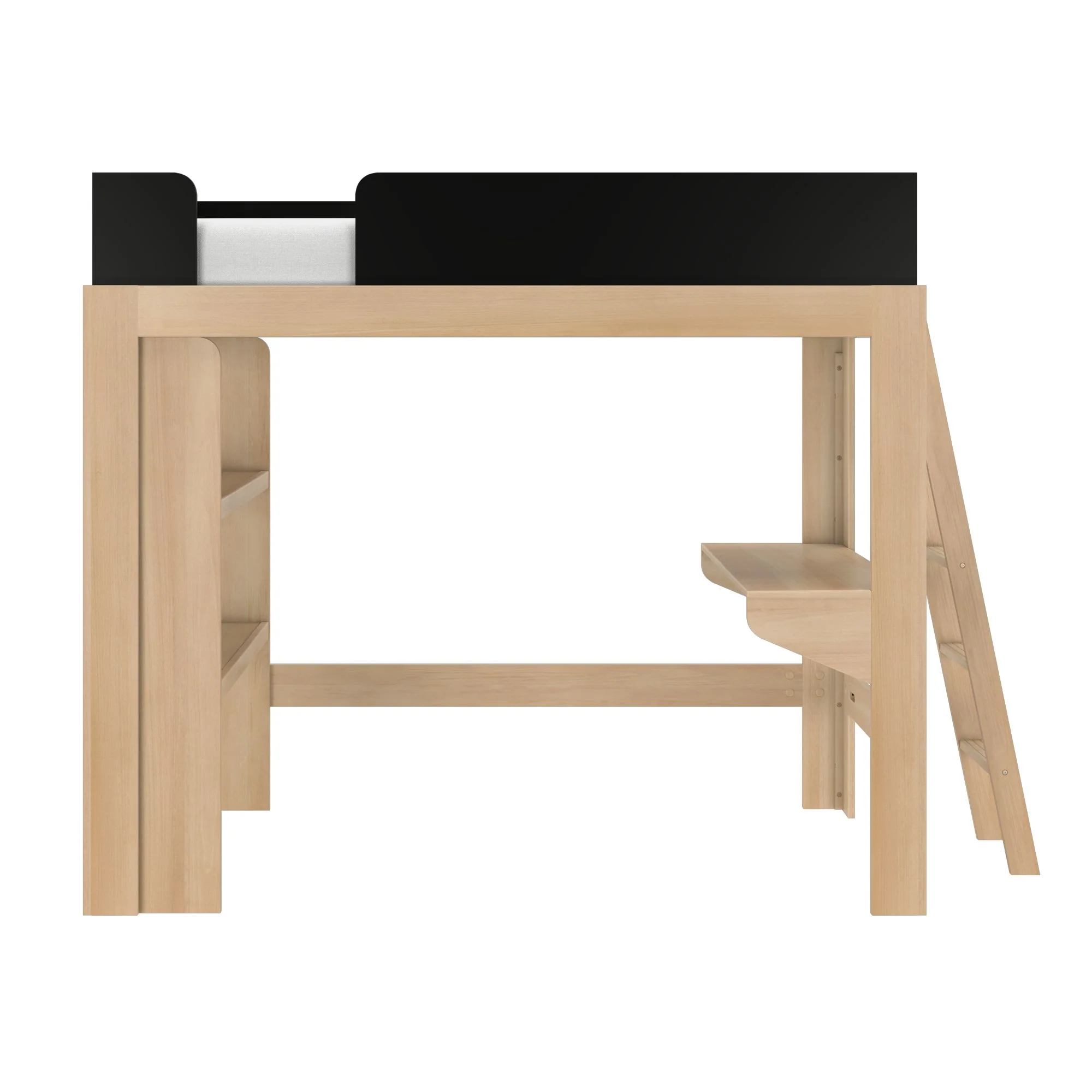 Mid-Century Modern Twin Loft Bed With Bookcase & Desk - Image 16