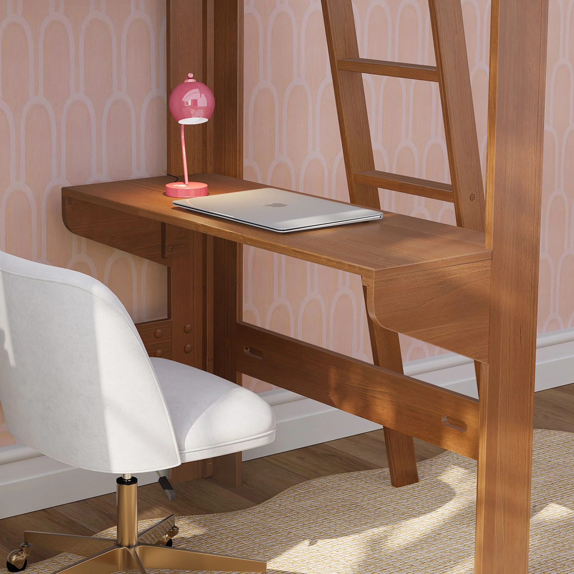 Mid-Century Modern Twin Loft Bed With Bookcase & Desk - Image 19