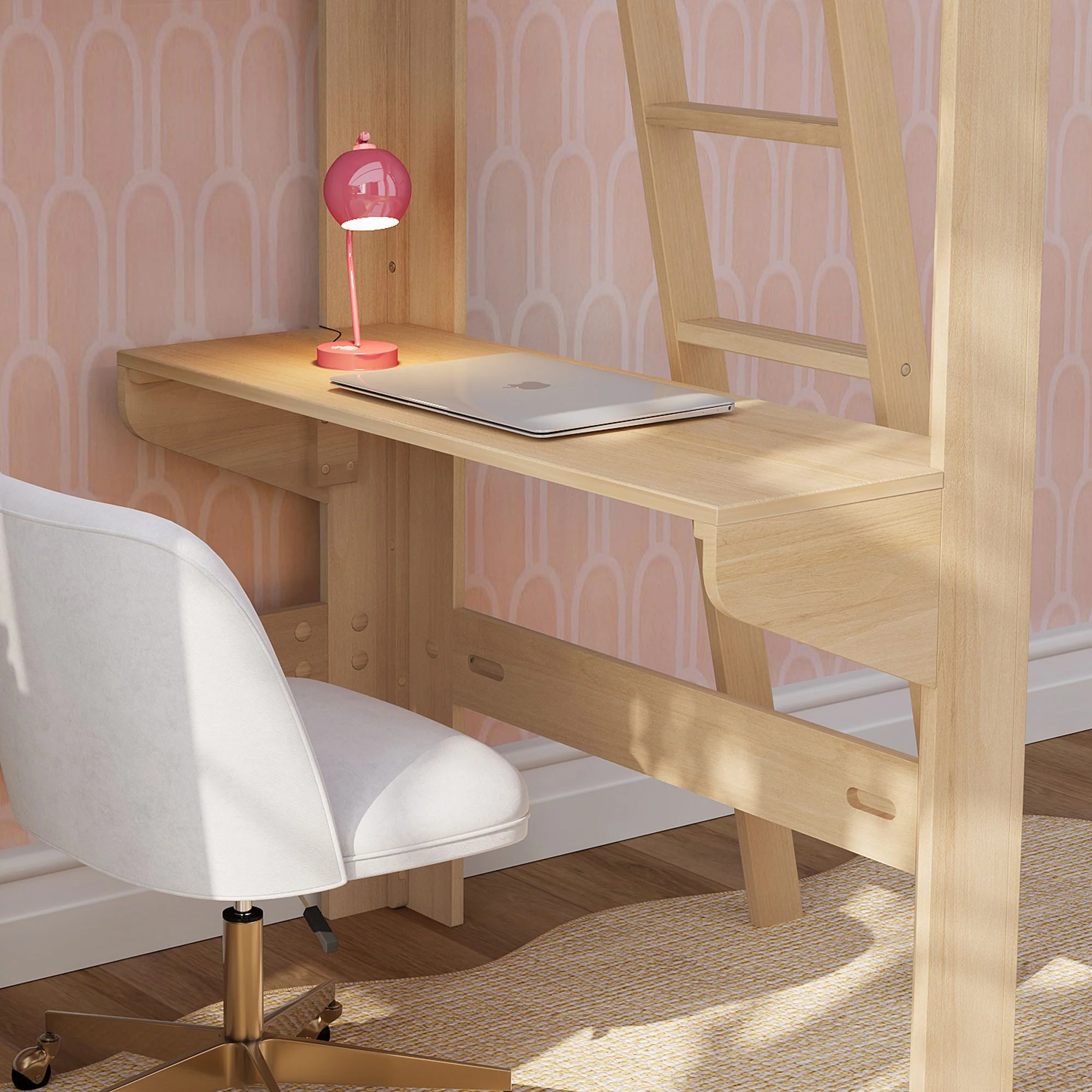 Mid-Century Modern Twin Loft Bed With Bookcase & Desk - Image 20