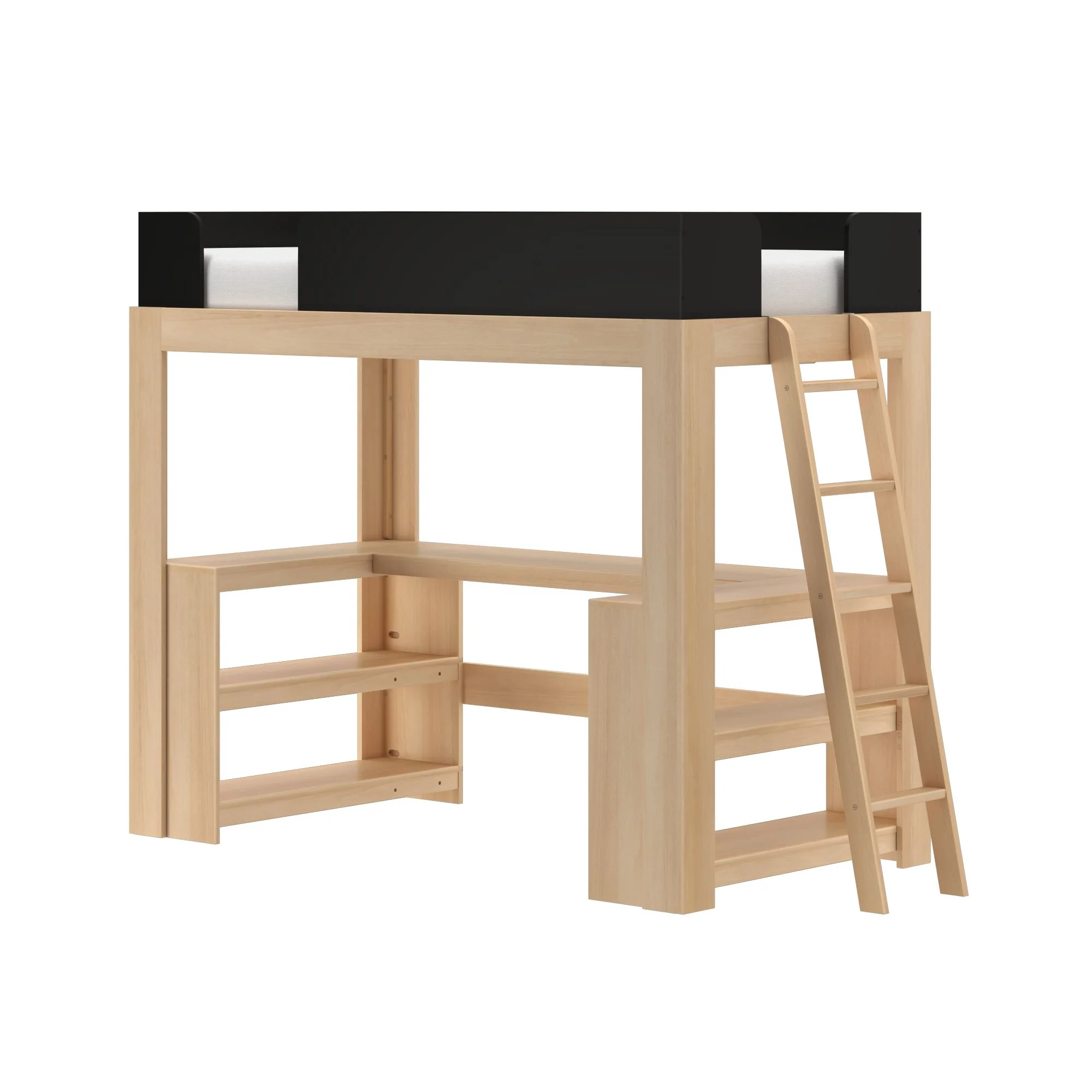 Mid-Century Modern Twin Loft Bed With Wraparound Desk - Image 11