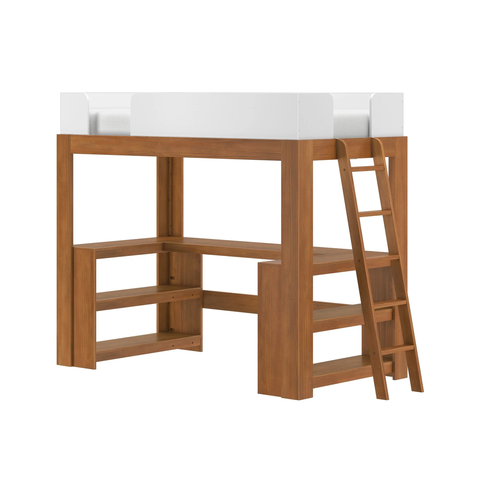 Mid-Century Modern Twin Loft Bed With Wraparound Desk - Image 12