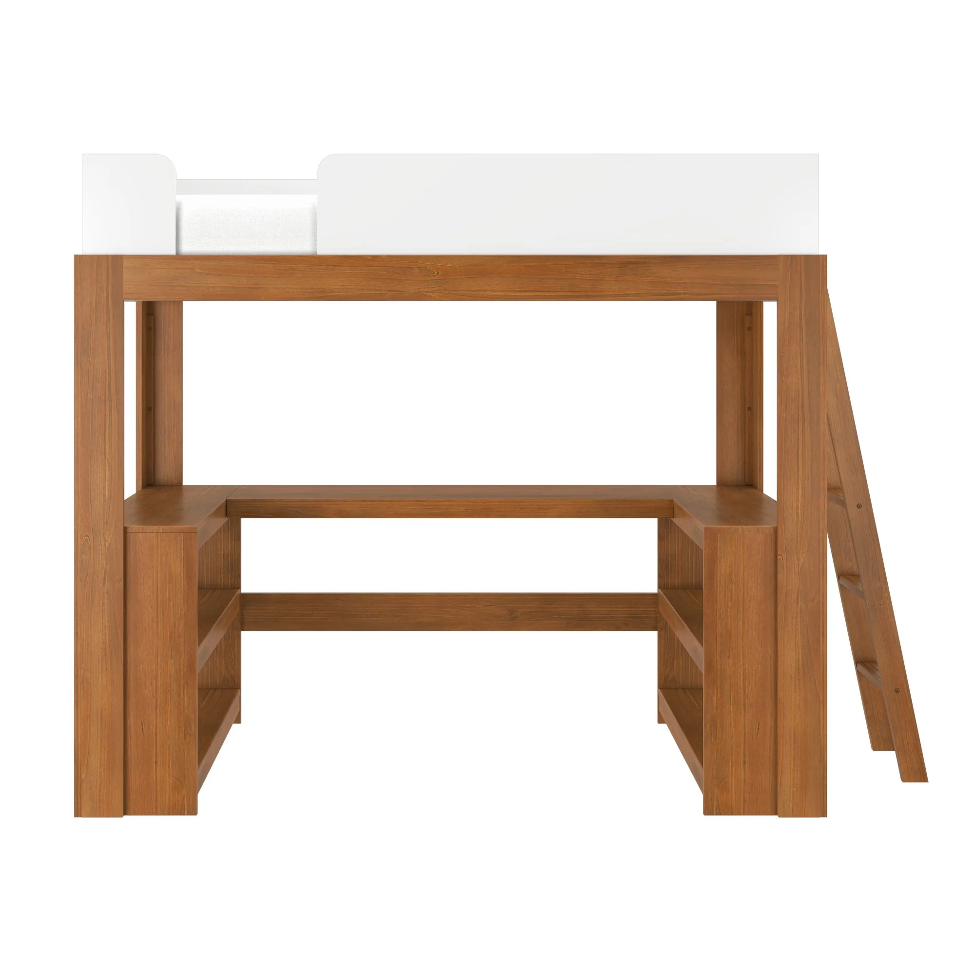 Mid-Century Modern Twin Loft Bed With Wraparound Desk - Image 16
