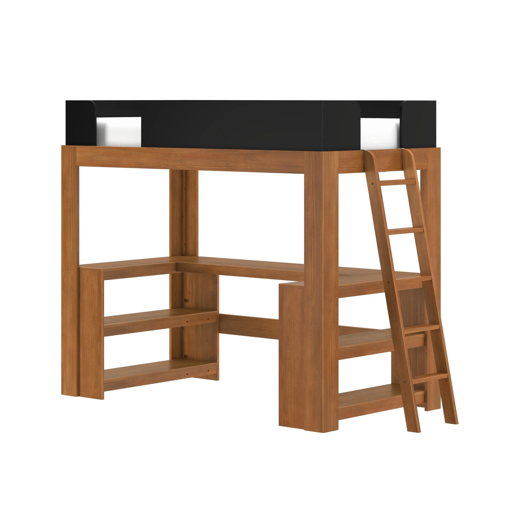 Mid-Century Modern Twin Loft Bed With Wraparound Desk - Image 9