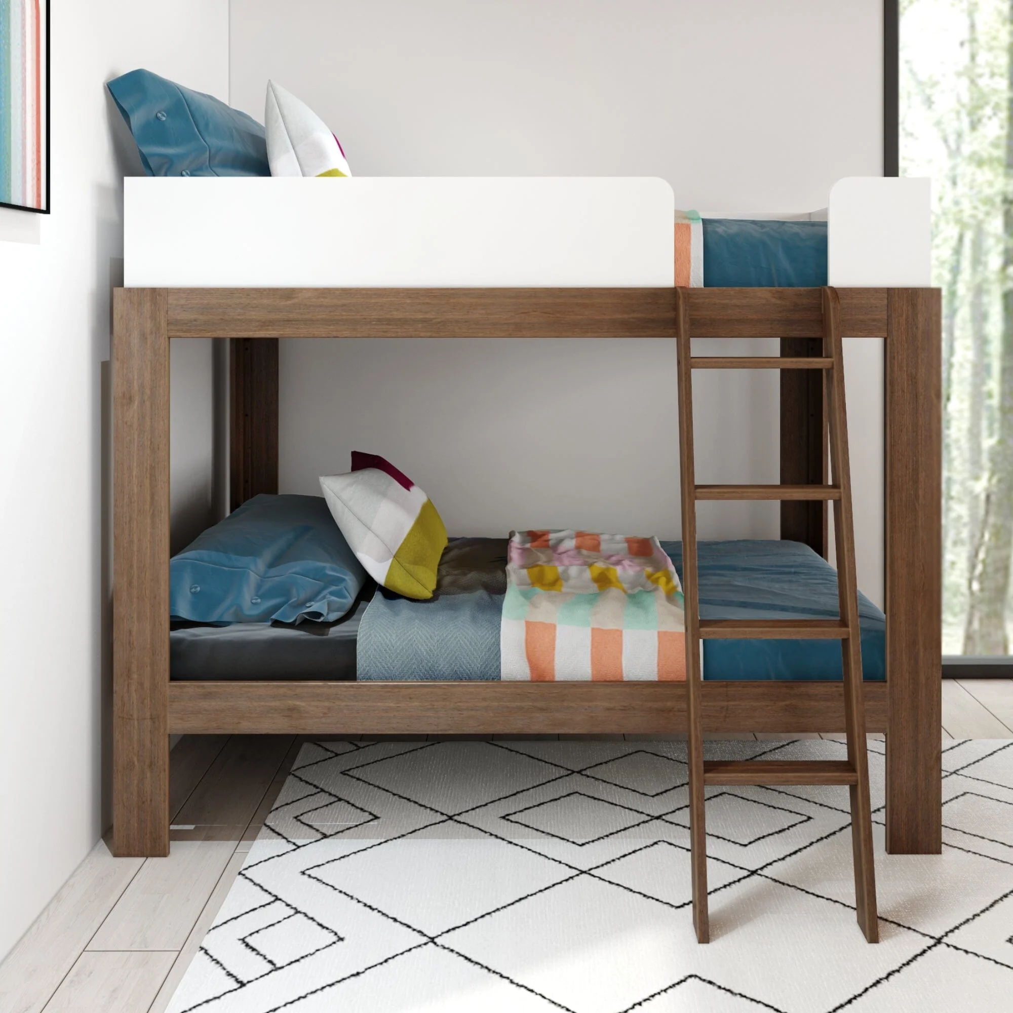 Mid-Century Modern Twin Over Twin Bunk Bed - Image 7