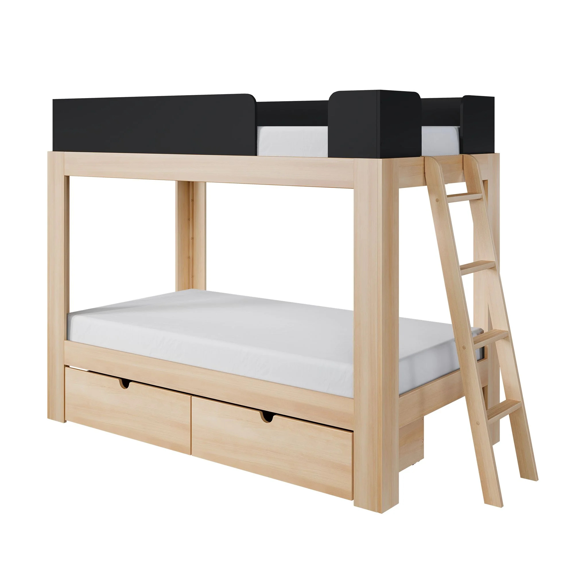 Mid-Century Modern Twin Over Twin Bunk Bed With Storage Drawers - Image 10