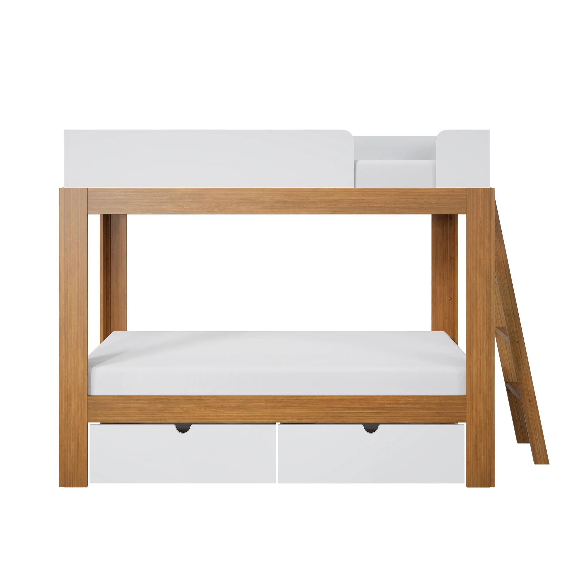 Mid-Century Modern Twin Over Twin Bunk Bed With Storage Drawers - Image 16