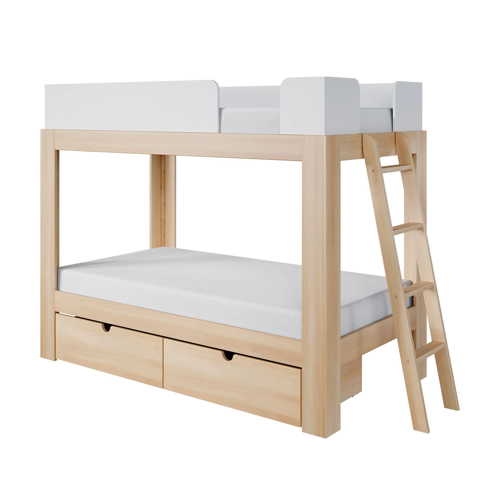 Mid-Century Modern Twin Over Twin Bunk Bed With Storage Drawers - Image 9