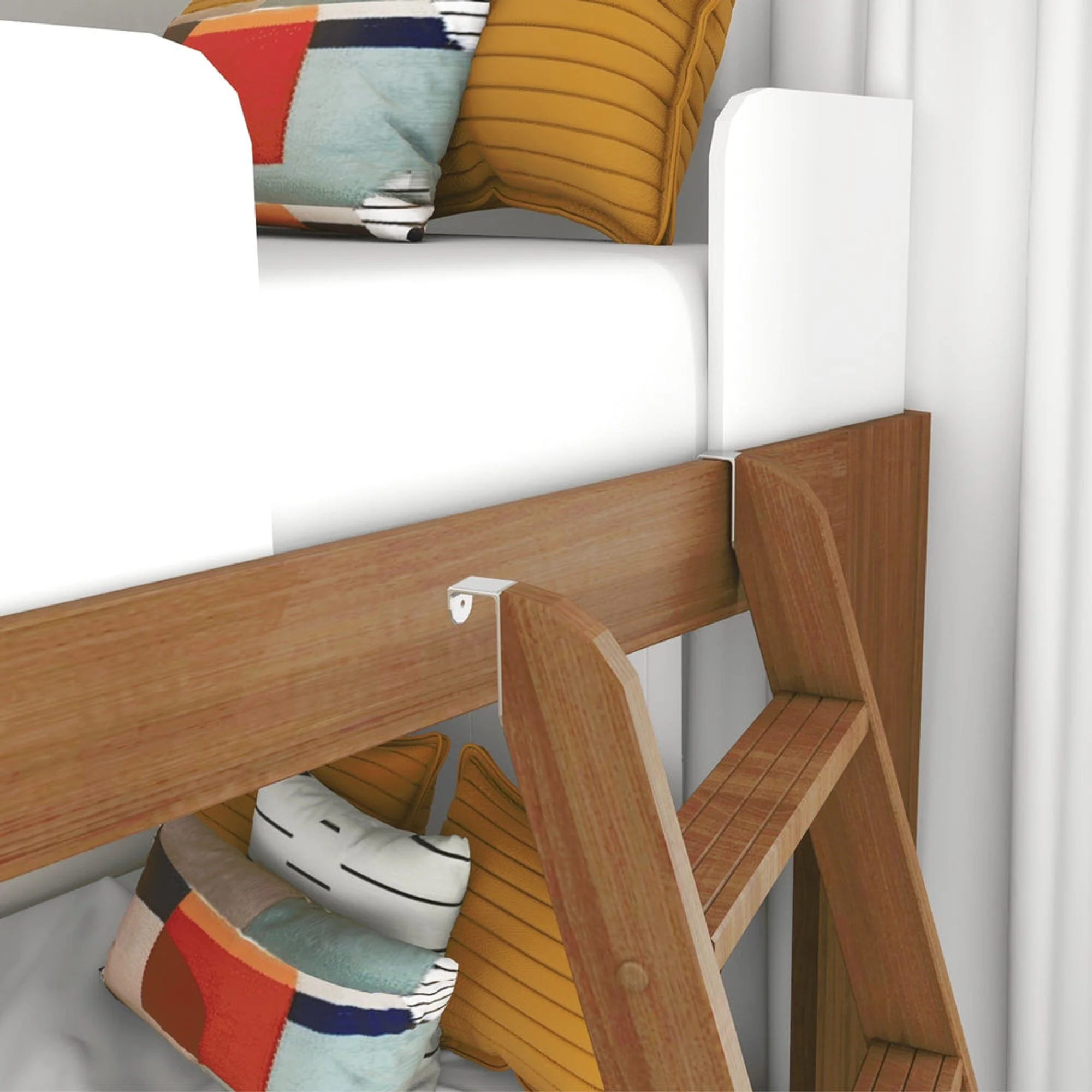 Mid-Century Modern Twin Over Twin Low Bunk Bed - Image 21