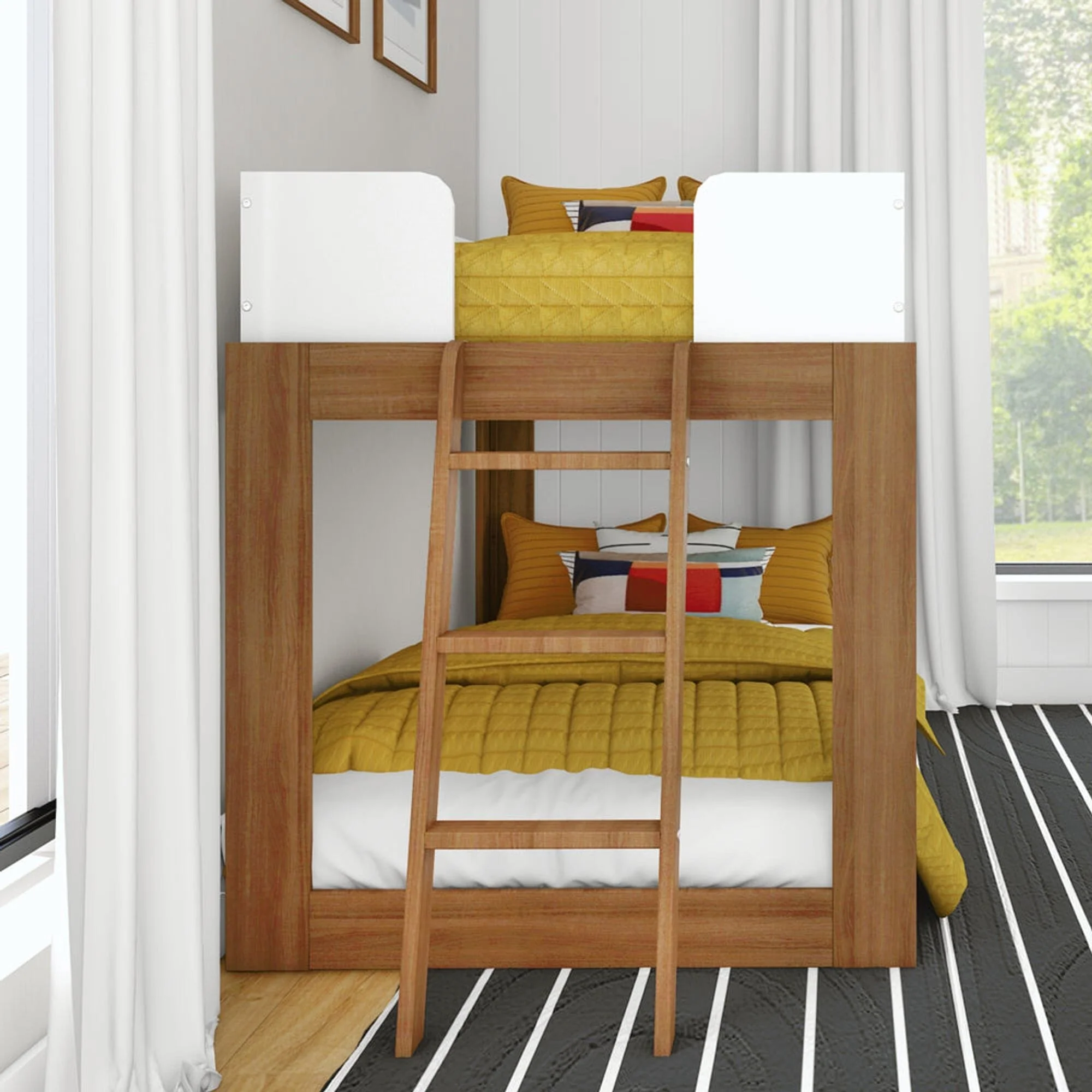 Mid-Century Modern Twin Over Twin Low Bunk Bed - Image 25
