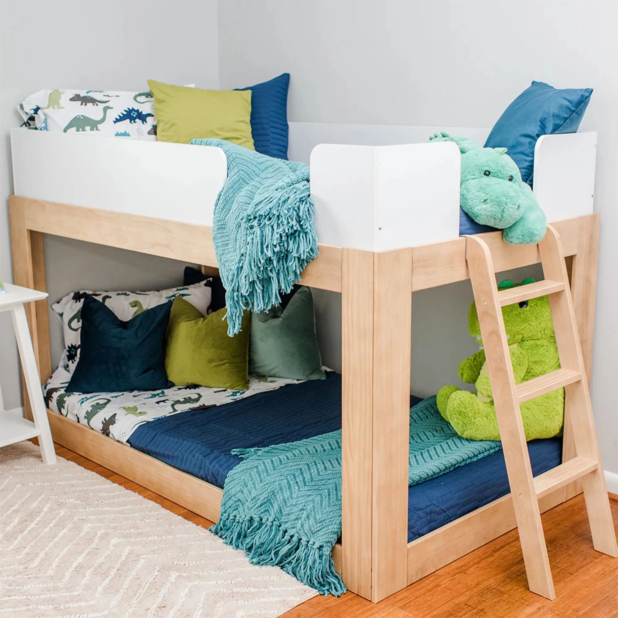 Mid-Century Modern Twin Over Twin Low Bunk Bed - Image 3