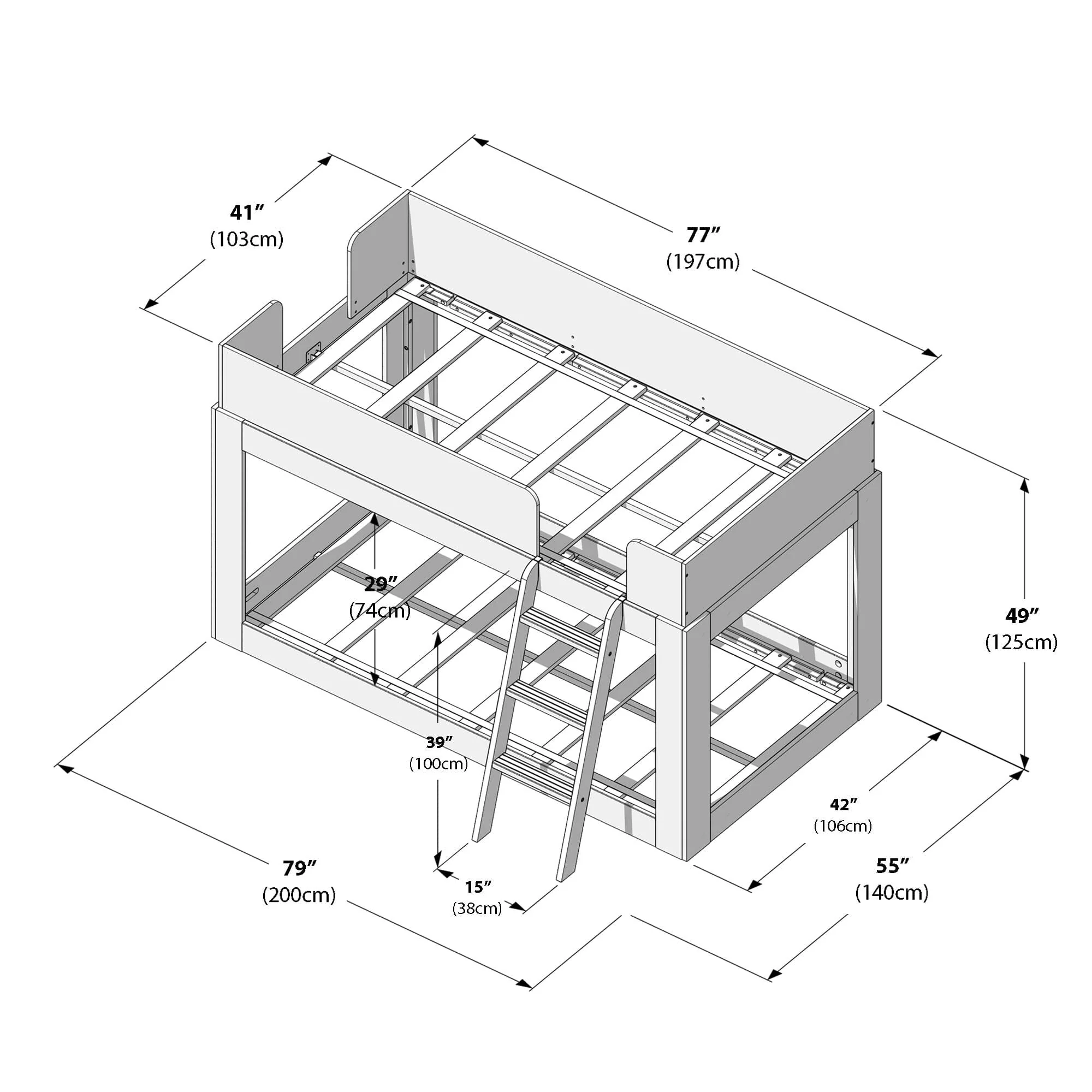 Mid-Century Modern Twin Over Twin Low Bunk Bed - Image 34