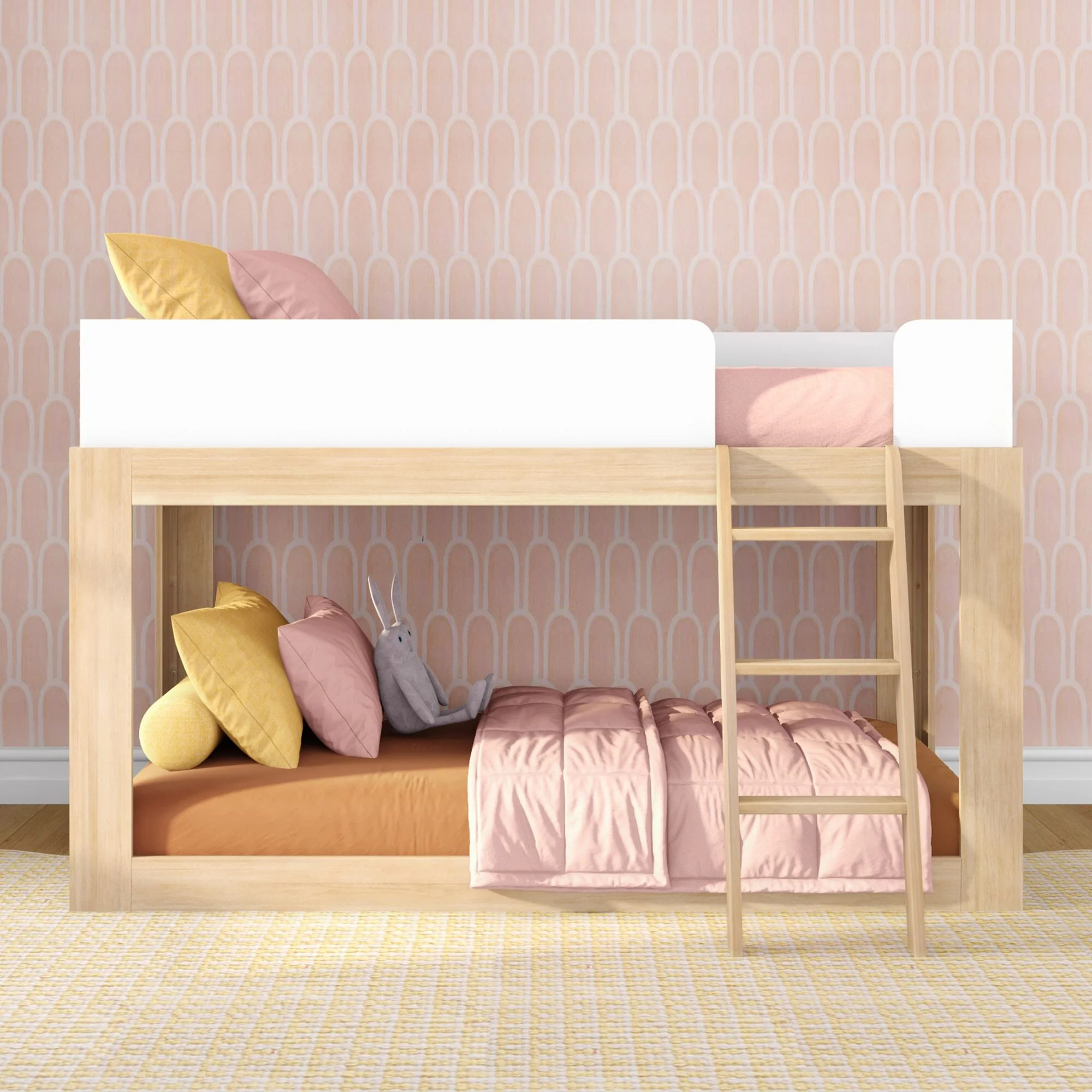 Mid-Century Modern Twin Over Twin Low Bunk Bed - Image 9