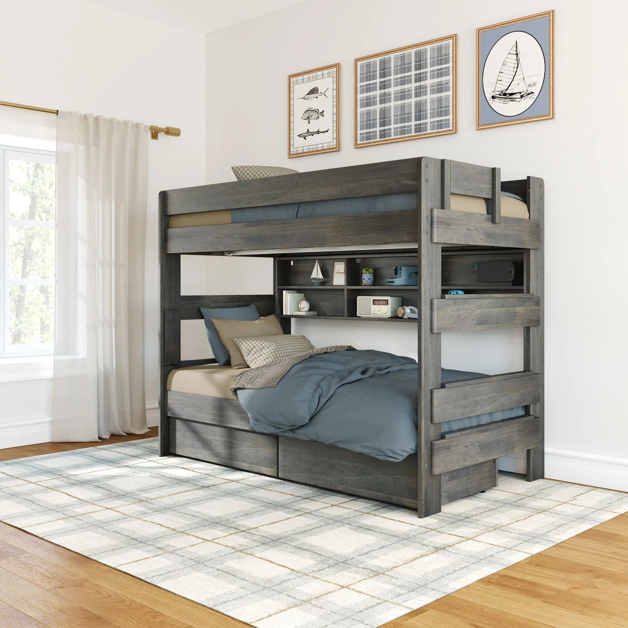 Modern Farmhouse Bunk Bed Bookcase - Image 19