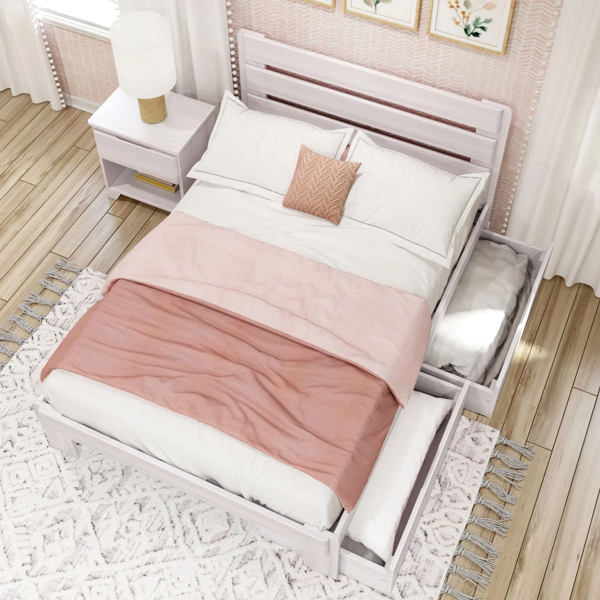 Modern Farmhouse Full Plank Bed With Storage Drawers - Image 10