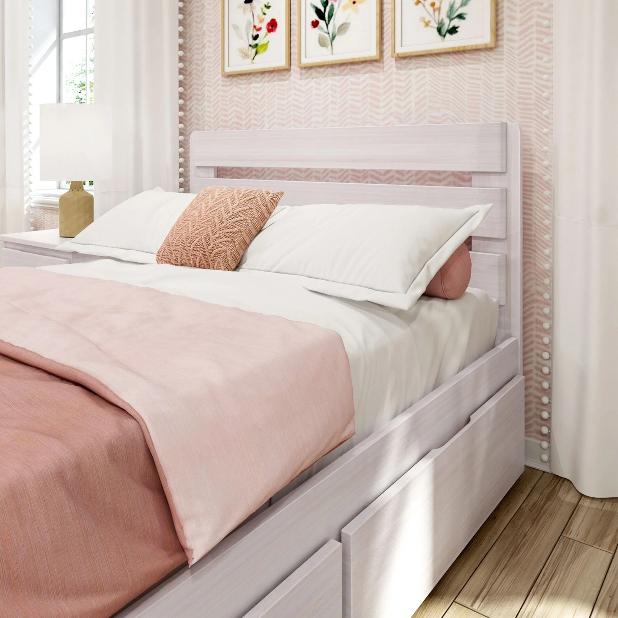 Modern Farmhouse Full Plank Bed With Storage Drawers - Image 8