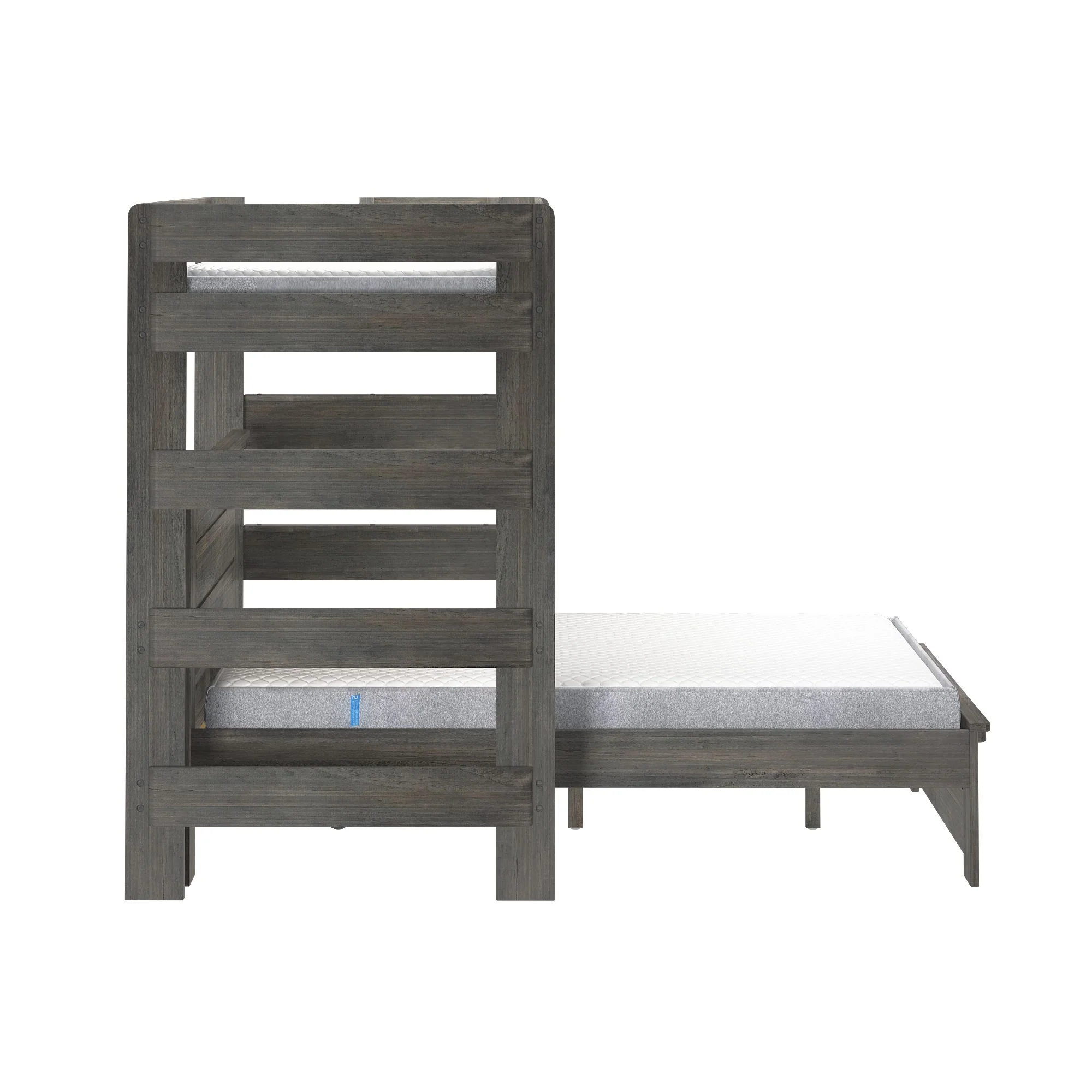 Modern Farmhouse Panel Twin Over Queen L-Shaped Bunk Bed - Image 10
