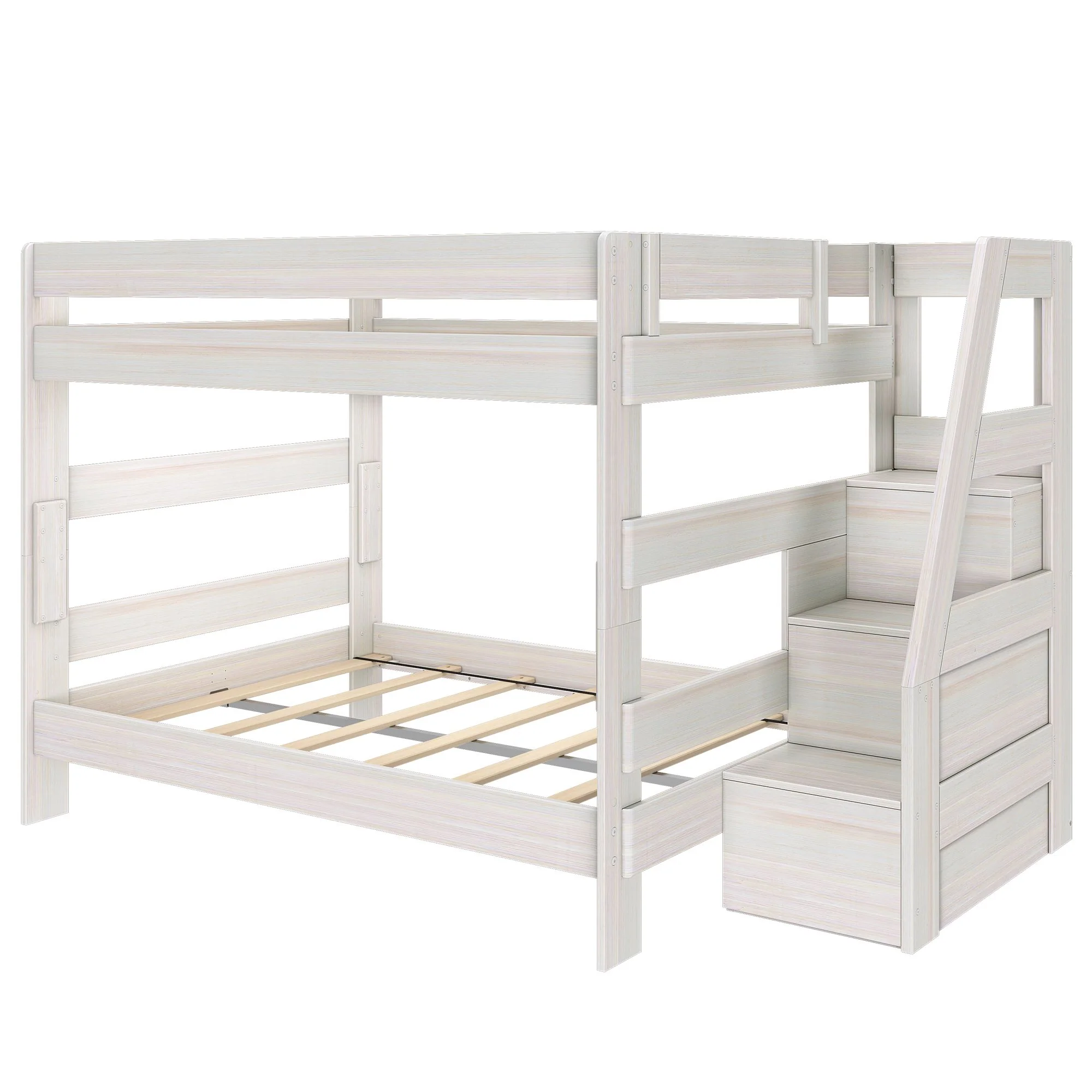 Modern Farmhouse Queen Over Queen Bunk Bed With Stairs - Image 25