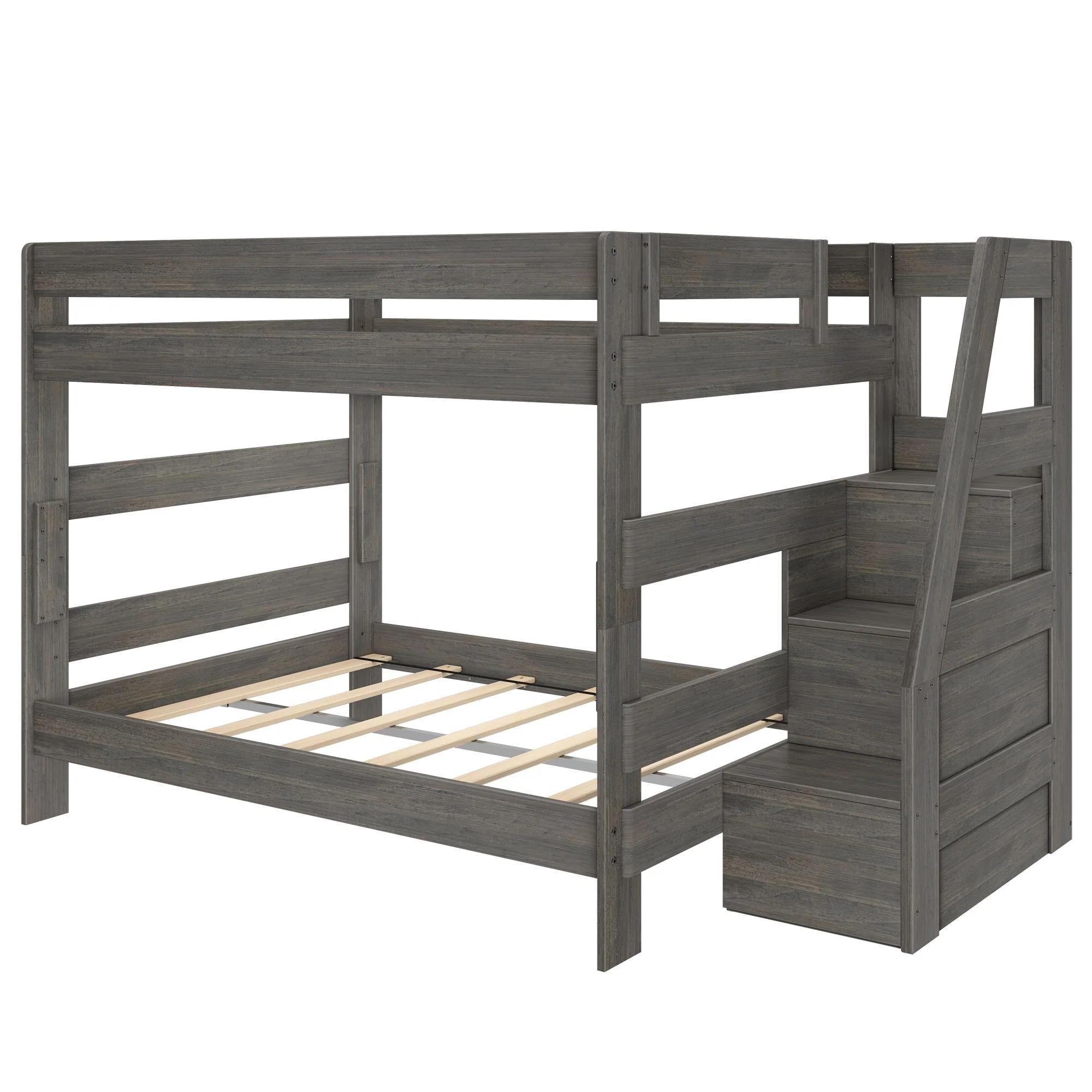 Modern Farmhouse Queen Over Queen Bunk Bed With Stairs - Image 27