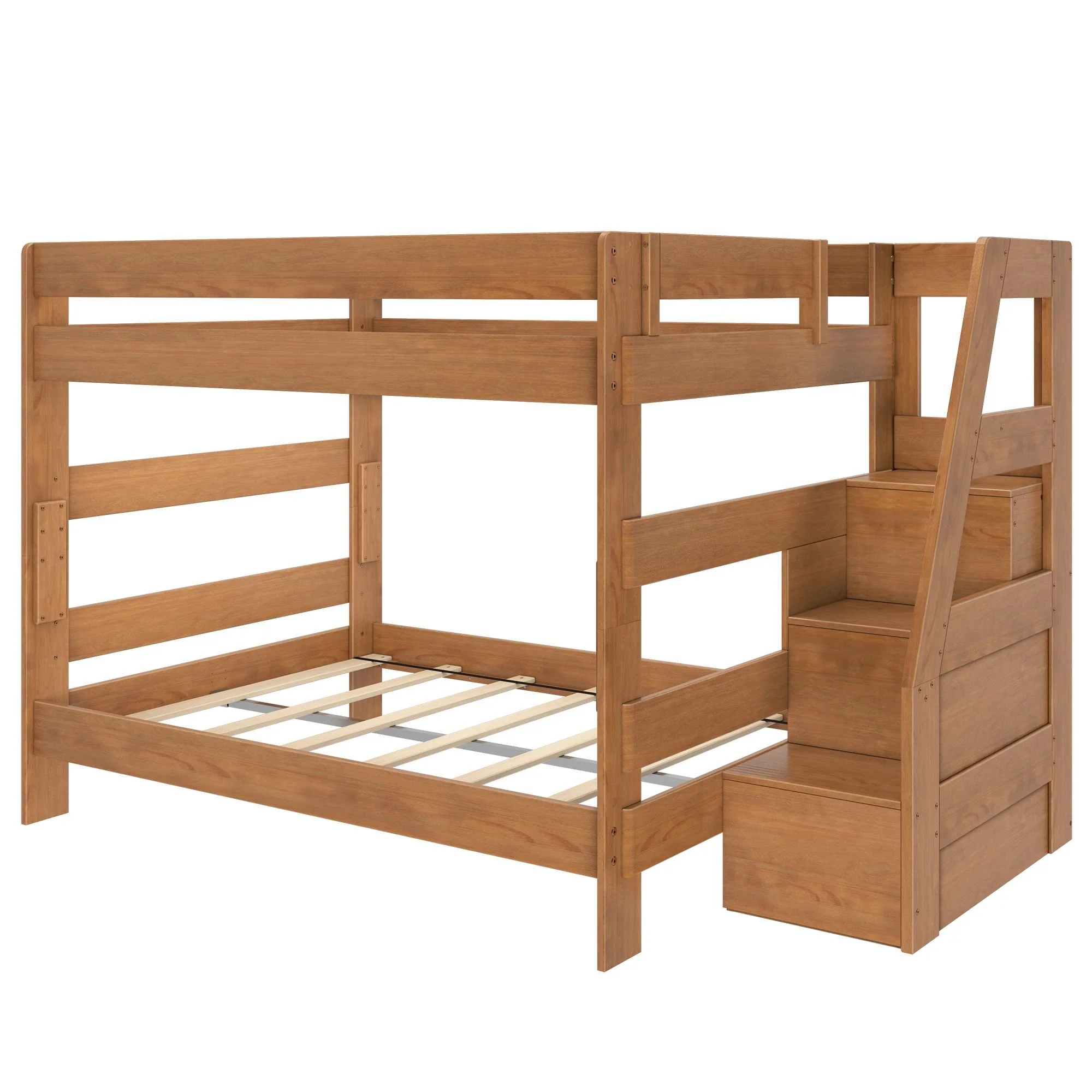 Modern Farmhouse Queen Over Queen Bunk Bed With Stairs - Image 28