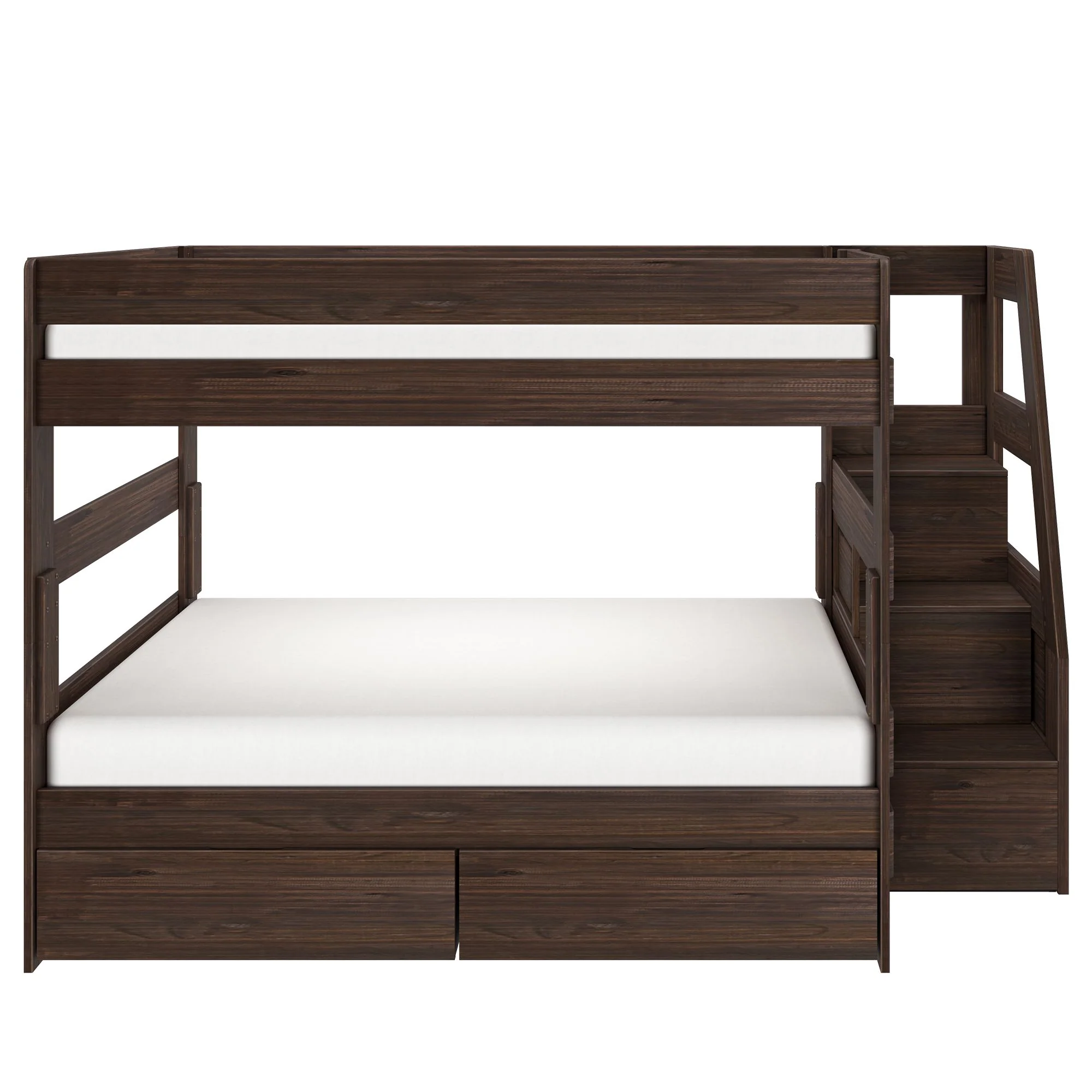 Modern Farmhouse Queen Over Queen Bunk Bed With Stairs & Storage Drawers - Image 12