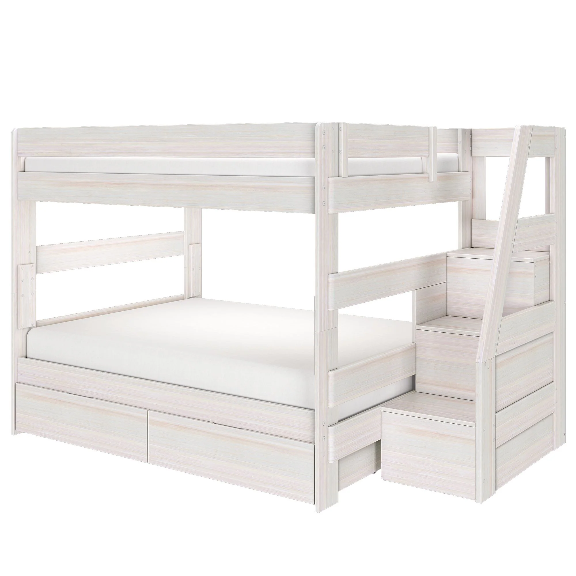 Modern Farmhouse Queen Over Queen Bunk Bed With Stairs & Storage Drawers - Image 7