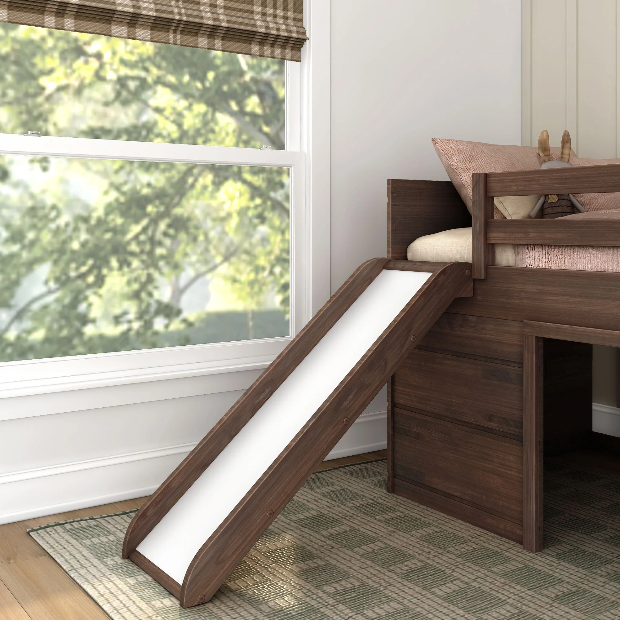 Modern Farmhouse Twin Low Loft Bed with Slide - Image 25