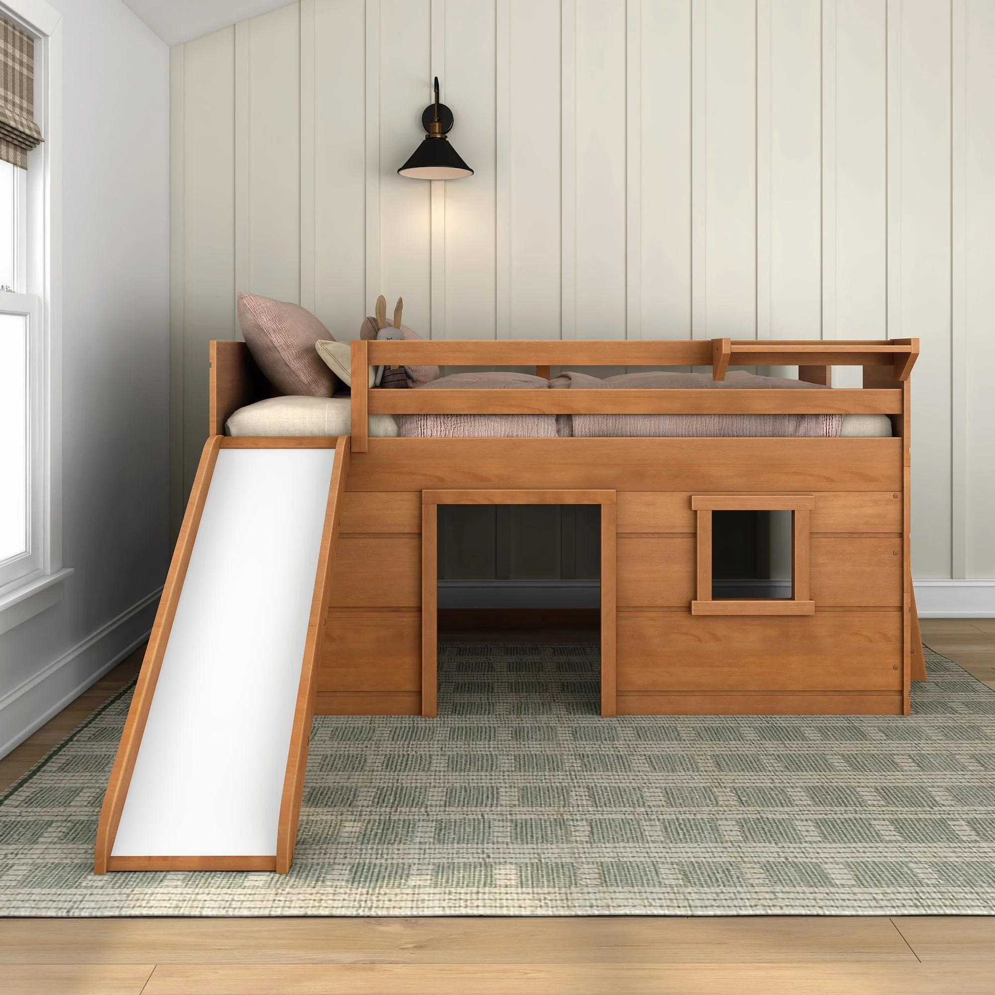 Modern Farmhouse Twin Low Loft Bed with Slide - Image 8