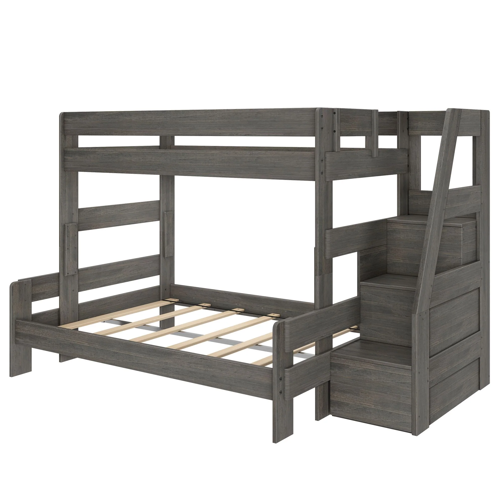 Modern Farmhouse Twin Over Full Bunk Bed With Stairs - Image 26