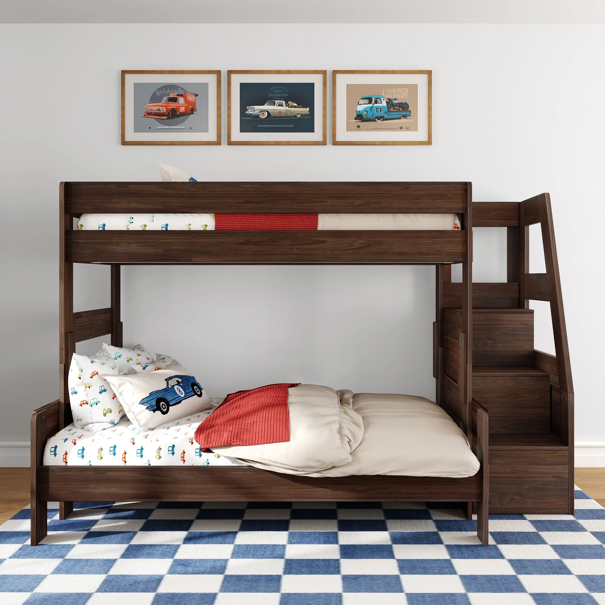 Modern Farmhouse Twin Over Full Bunk Bed With Stairs - Image 7