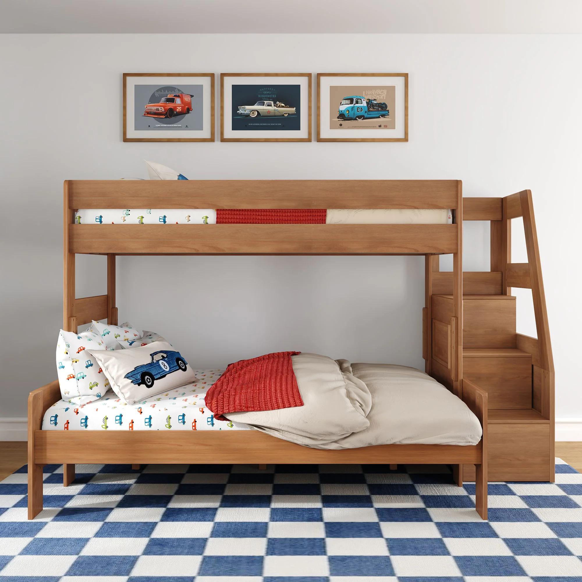 Modern Farmhouse Twin Over Full Bunk Bed With Stairs - Image 8