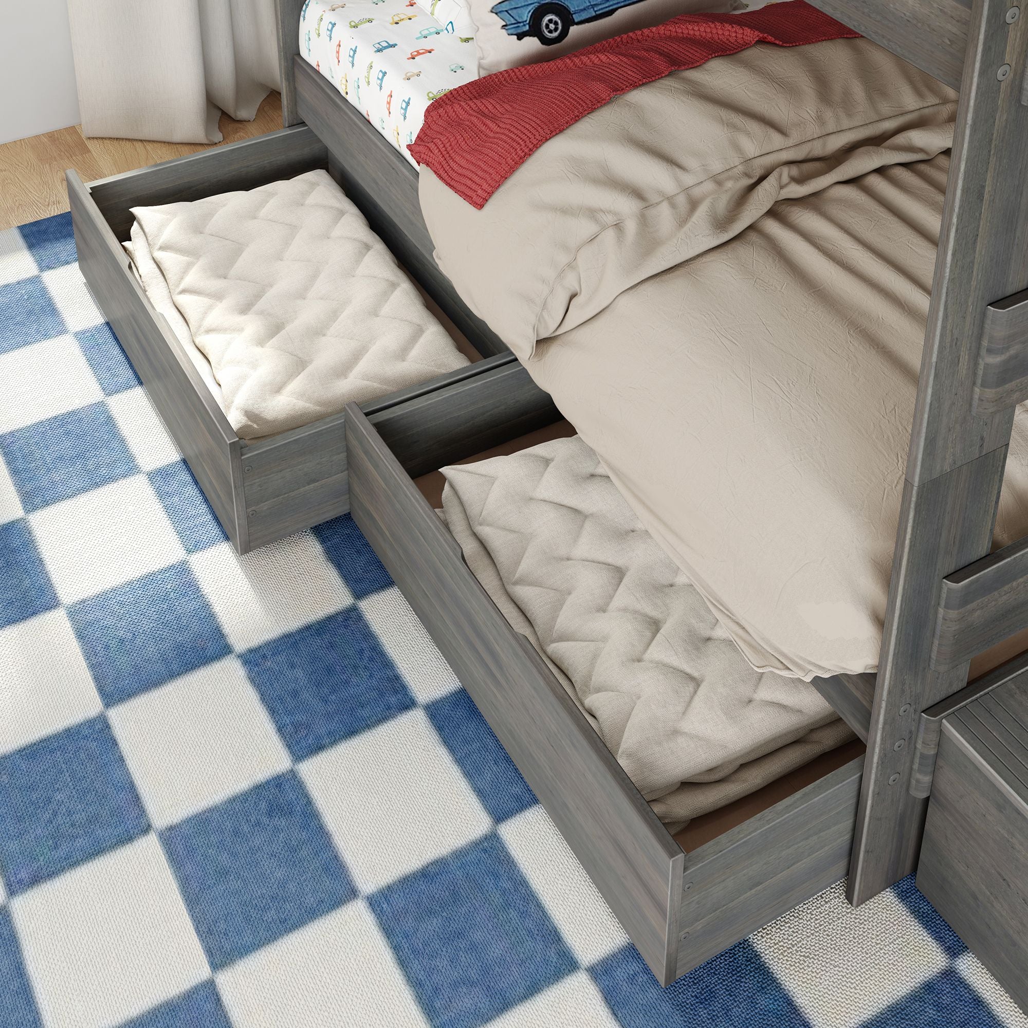 Modern Farmhouse Twin Over Full Bunk Bed With Stairs & Storage Drawers - Image 10