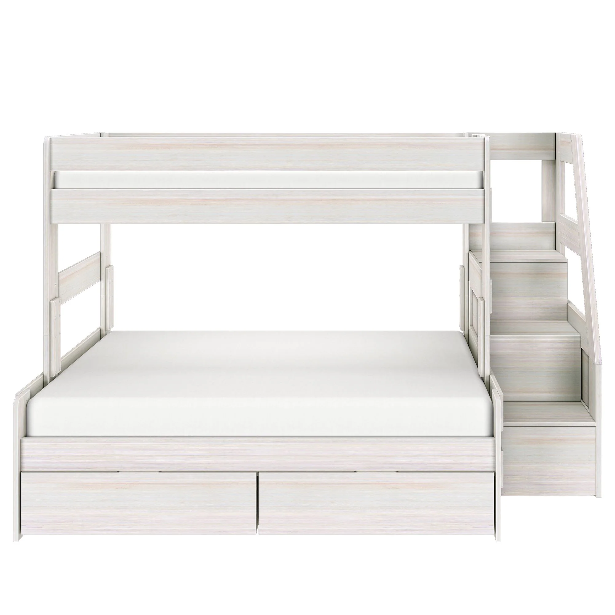 Modern Farmhouse Twin Over Full Bunk Bed With Stairs & Storage Drawers - Image 7