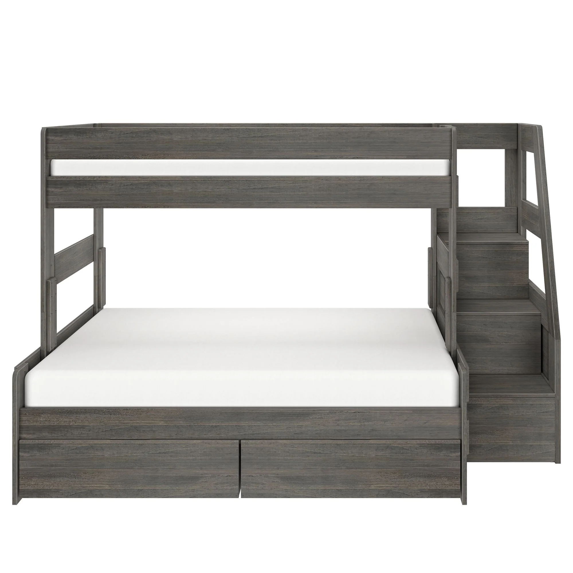 Modern Farmhouse Twin Over Full Bunk Bed With Stairs & Storage Drawers - Image 8
