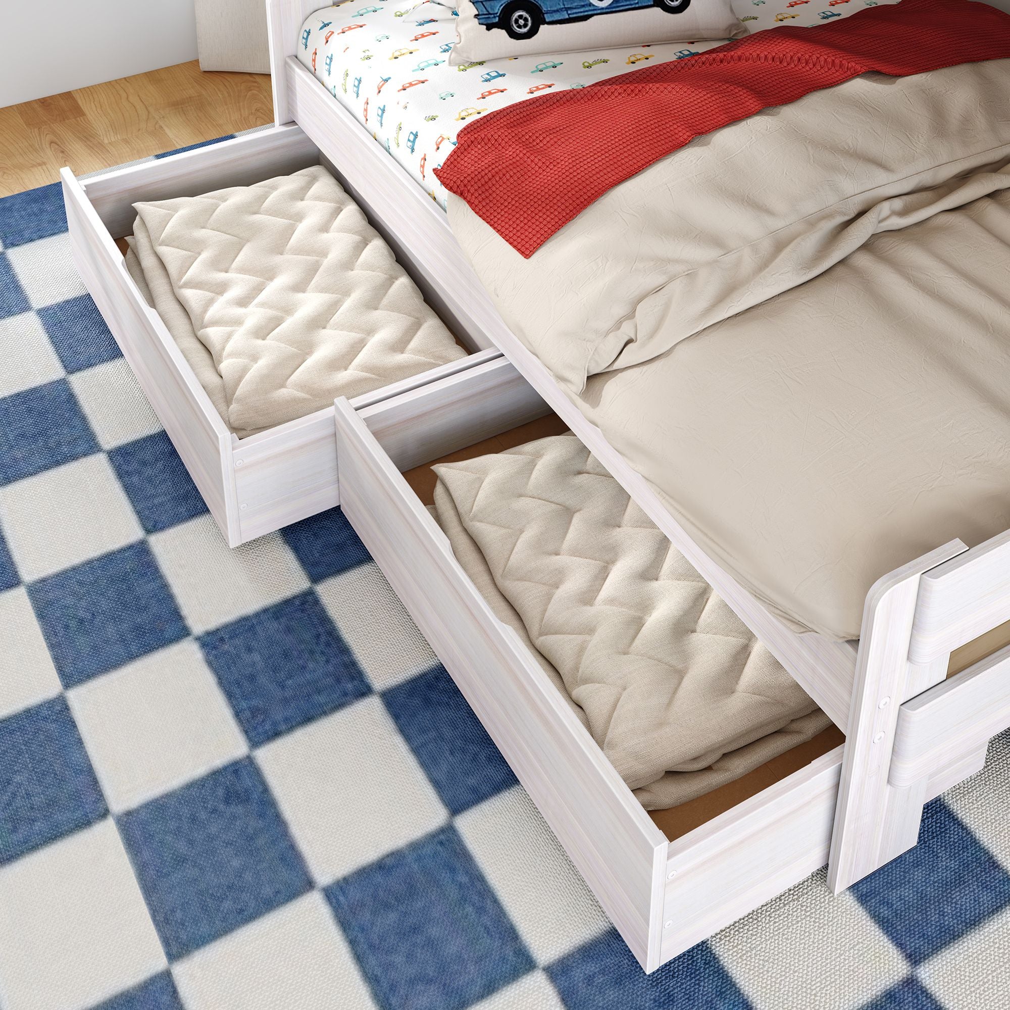Modern Farmhouse Twin Over Full Bunk Bed With Stairs & Storage Drawers - Image 9