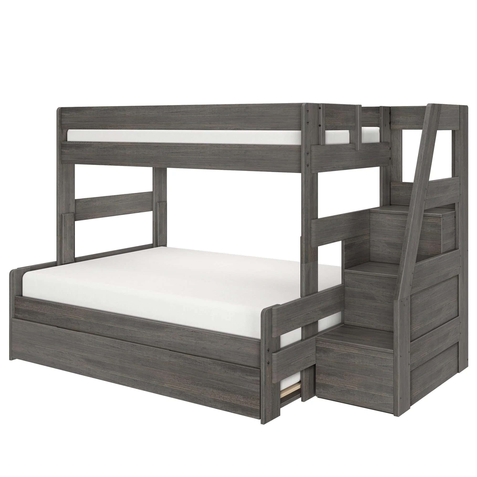 Modern Farmhouse Twin Over Full Bunk Bed With Stairs & Trundle - Image 12
