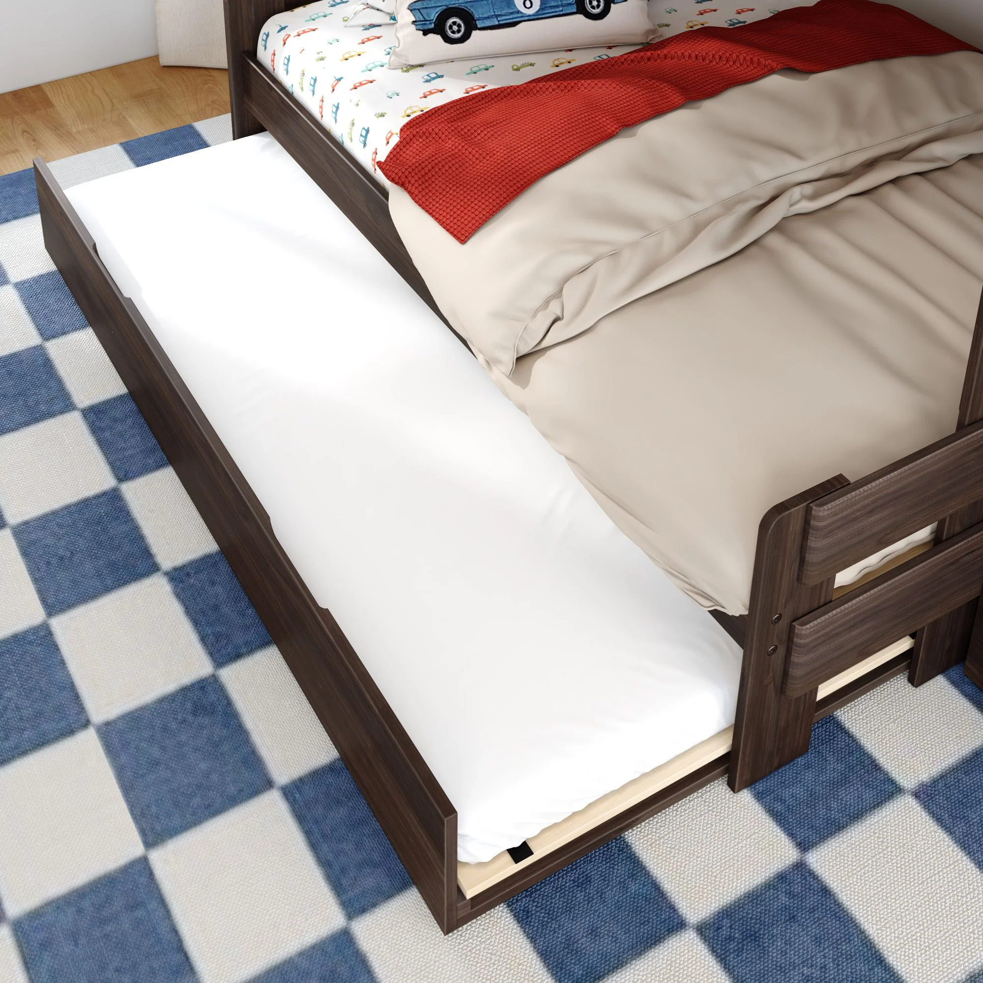 Modern Farmhouse Twin Over Full Bunk Bed With Stairs & Trundle - Image 17