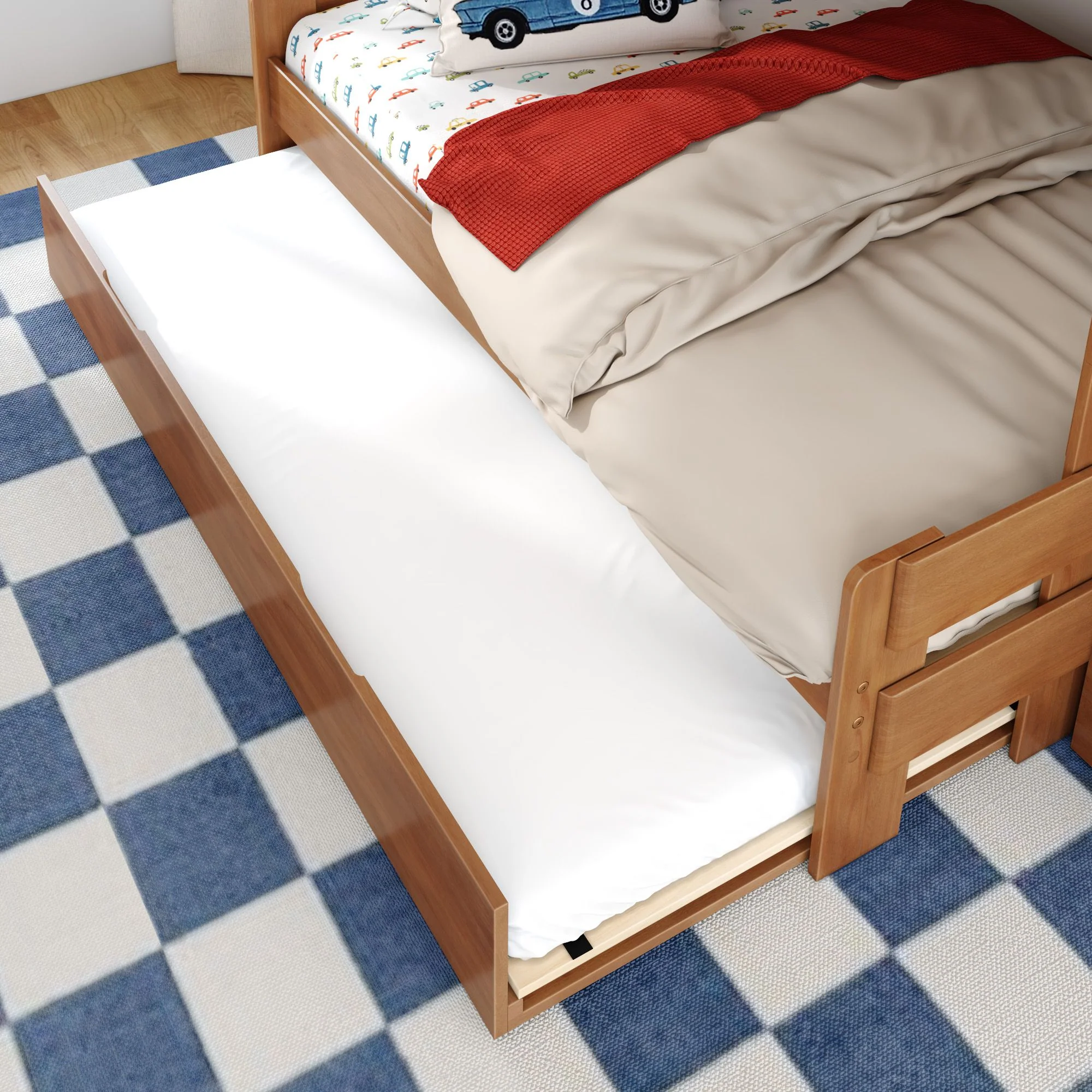 Modern Farmhouse Twin Over Full Bunk Bed With Stairs & Trundle - Image 19