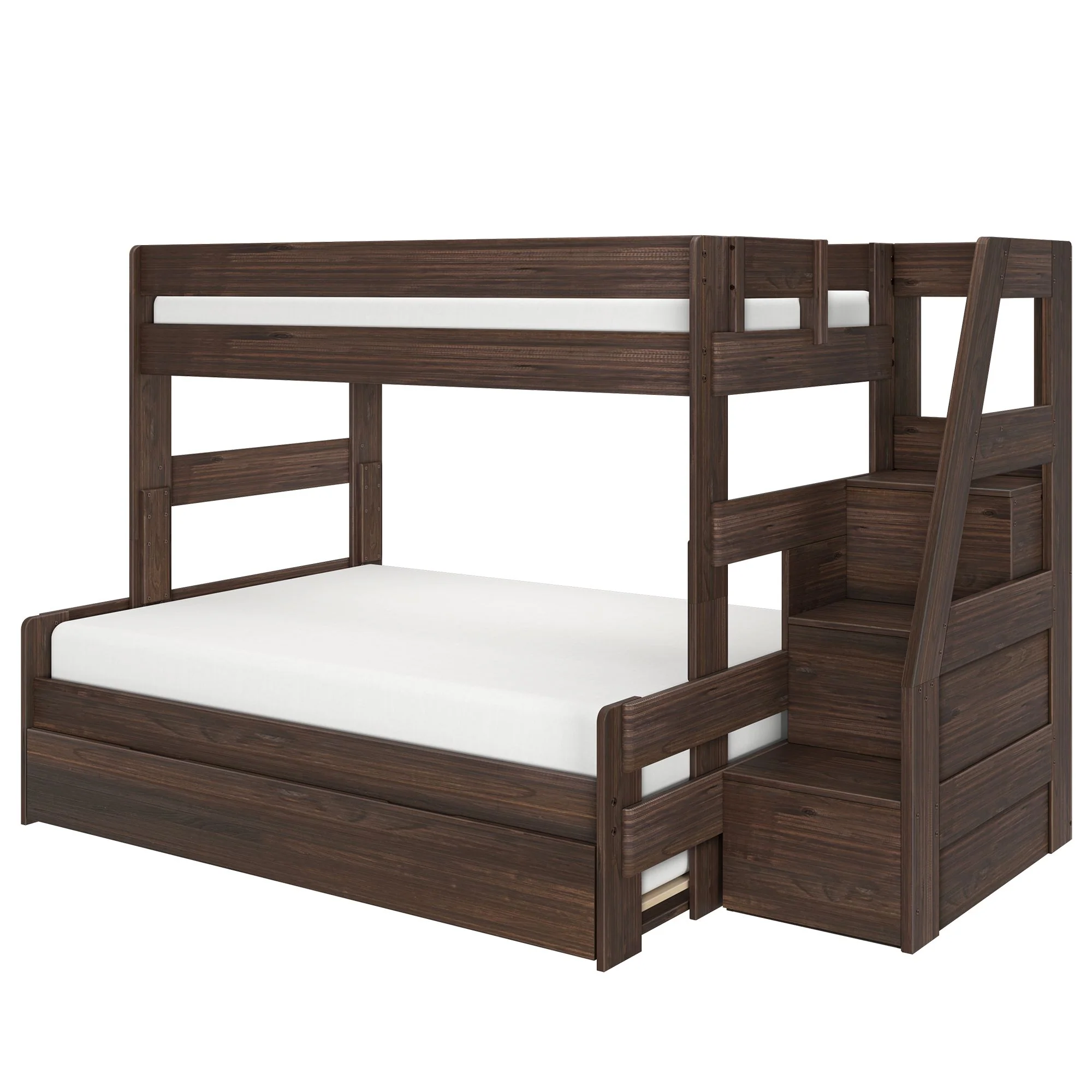 Modern Farmhouse Twin Over Full Bunk Bed With Stairs & Trundle - Image 9