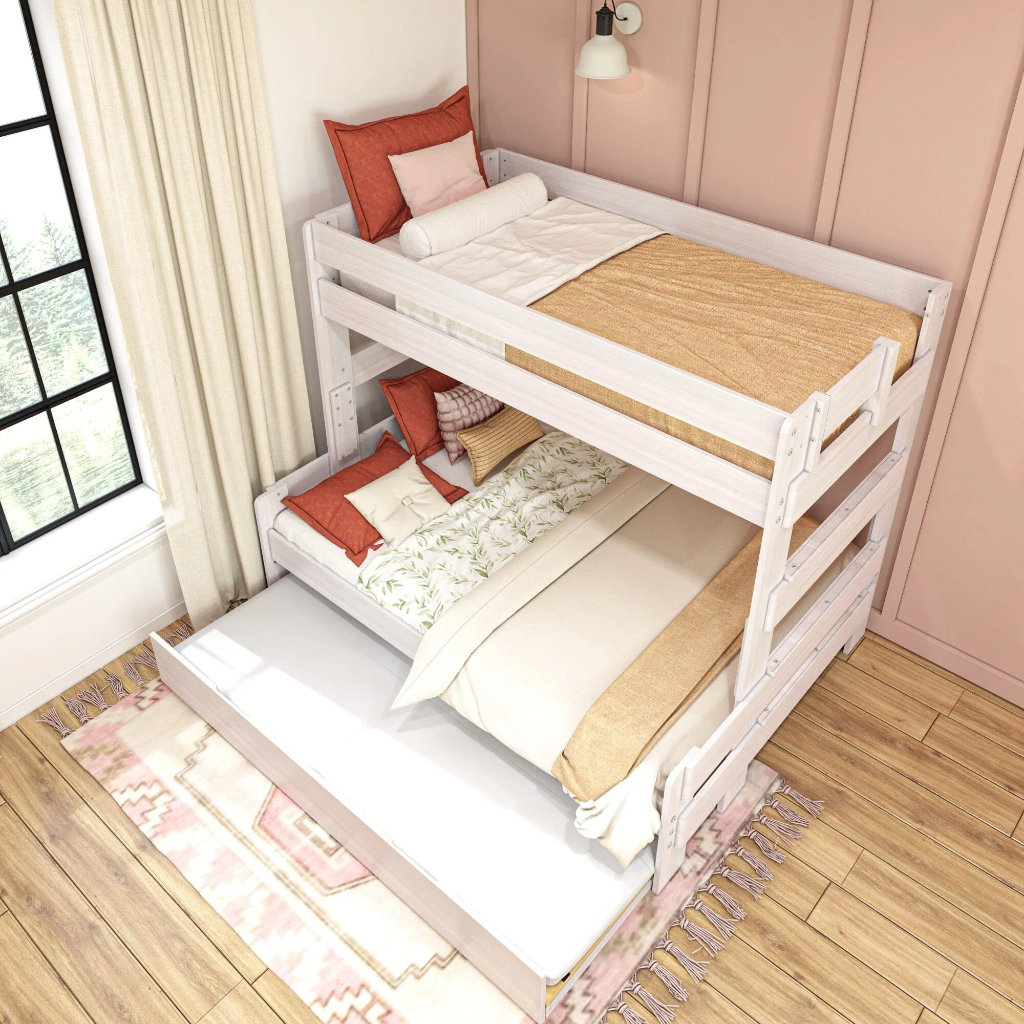 Modern Farmhouse Twin Over Full Bunk Bed With Trundle - Image 16