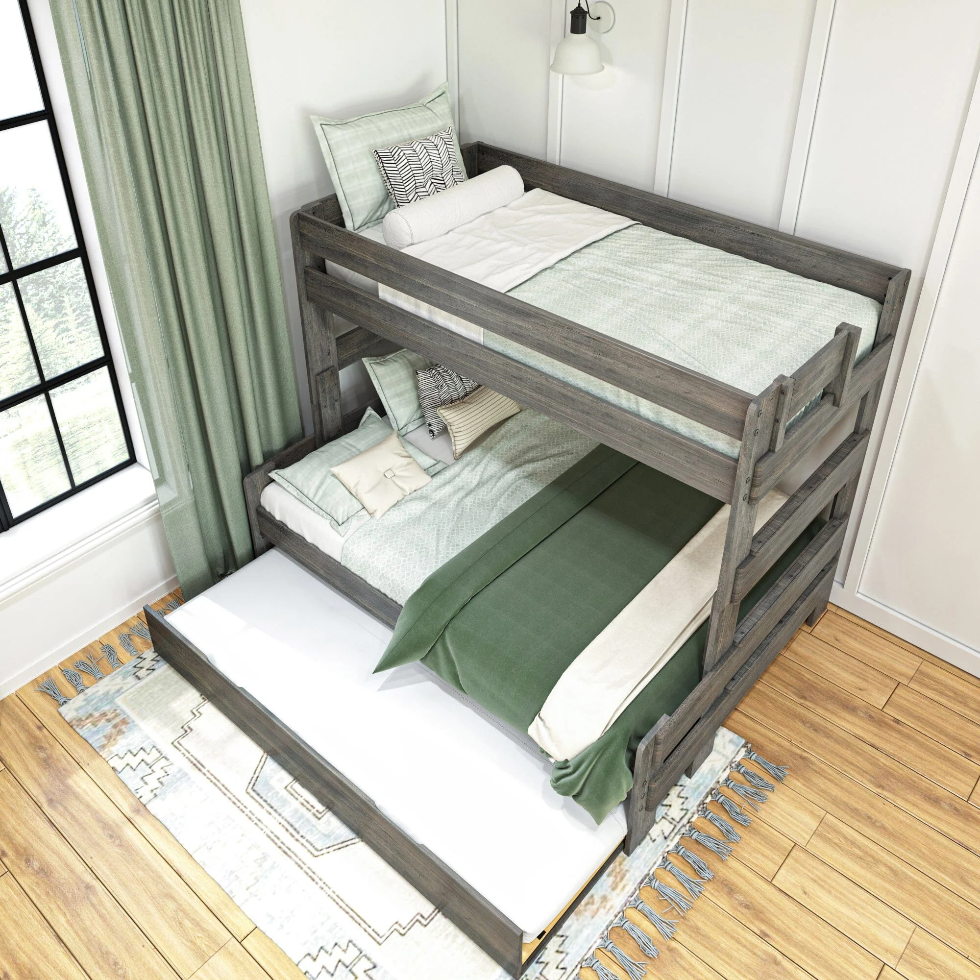 Modern Farmhouse Twin Over Full Bunk Bed With Trundle - Image 17