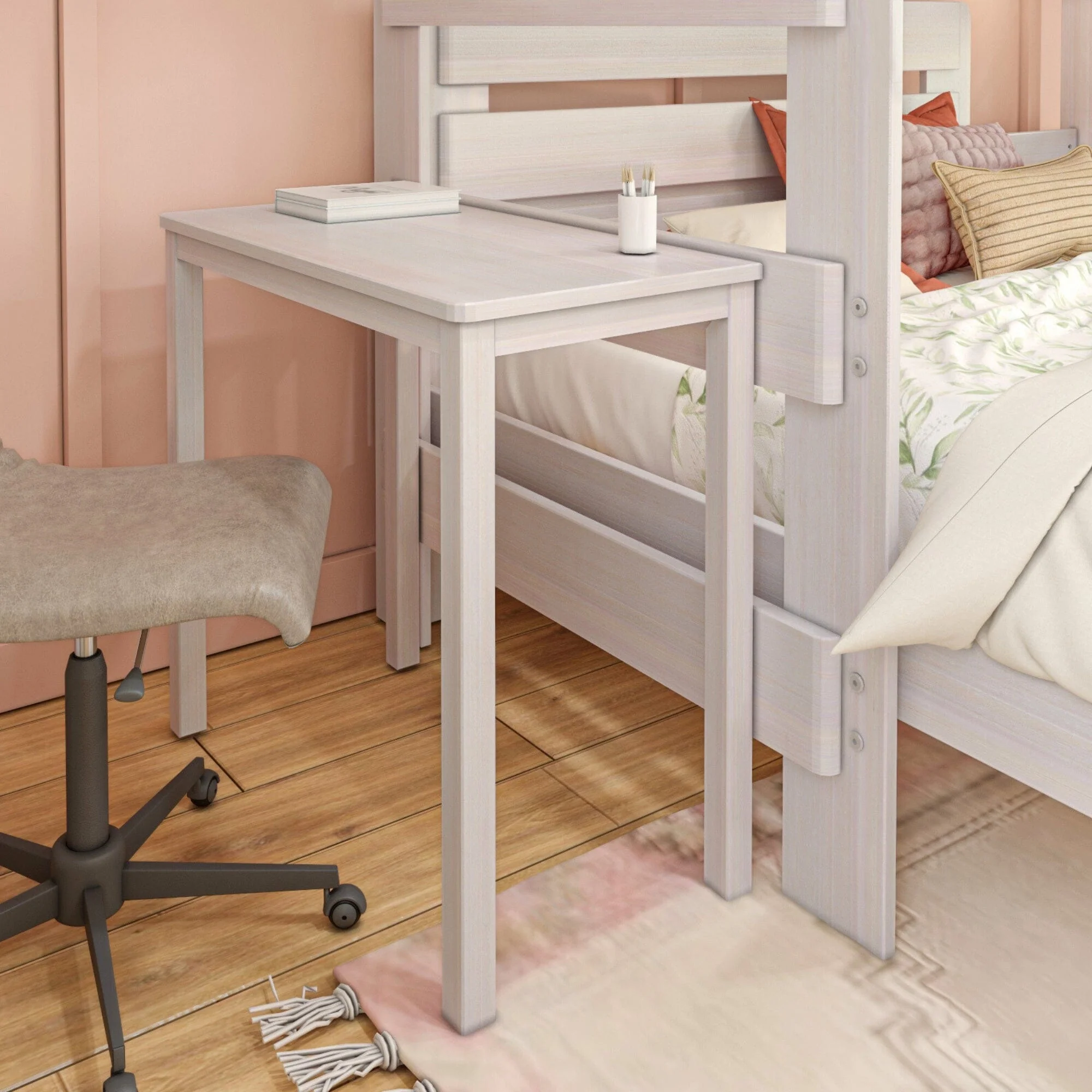 Modern Farmhouse Twin Over Full L-Shaped Bunk Bed With Desk - Image 3