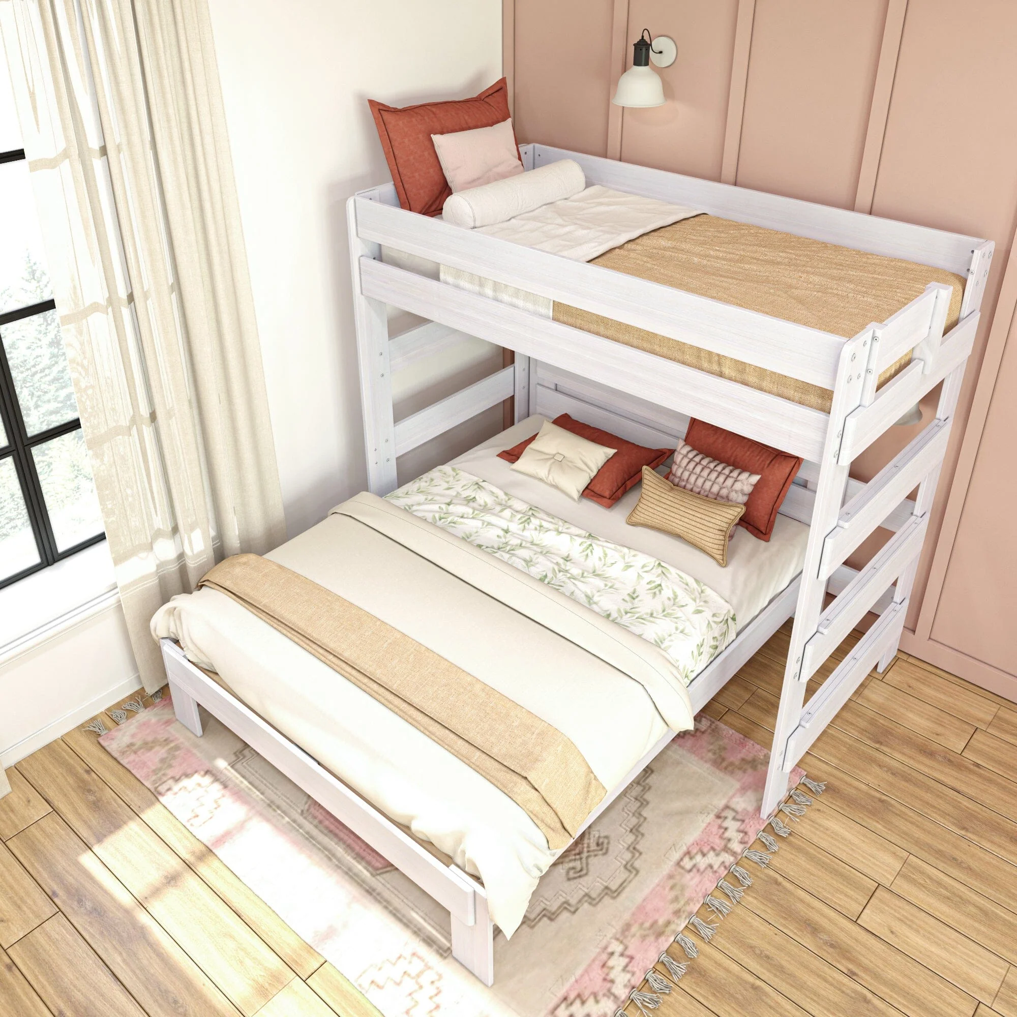 Modern Farmhouse Twin Over Queen L-Shaped Bunk Bed - Image 21